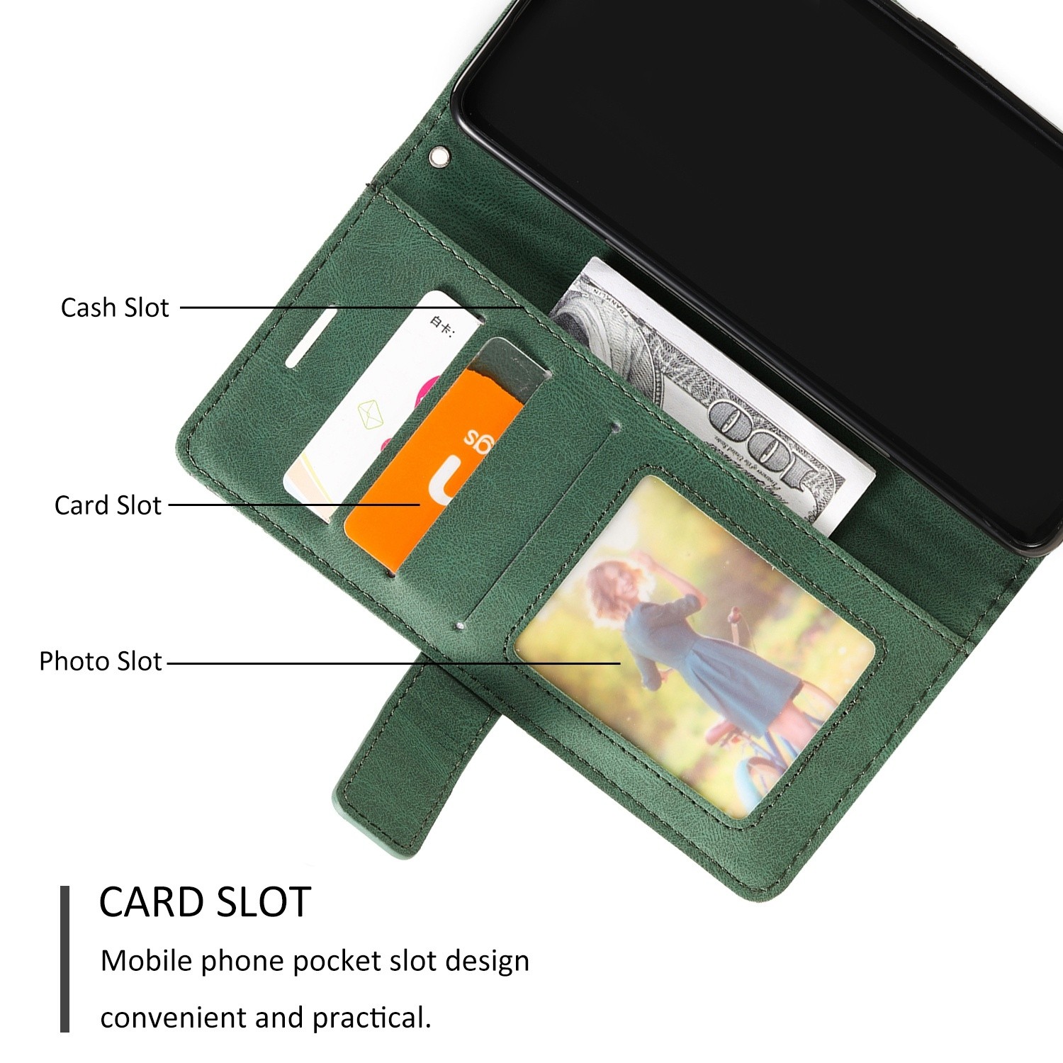 Tel1 Xiaomi Redmi Note 13 Pro 5G Skin Feel Splicing Θήκη Βιβλίο - Green