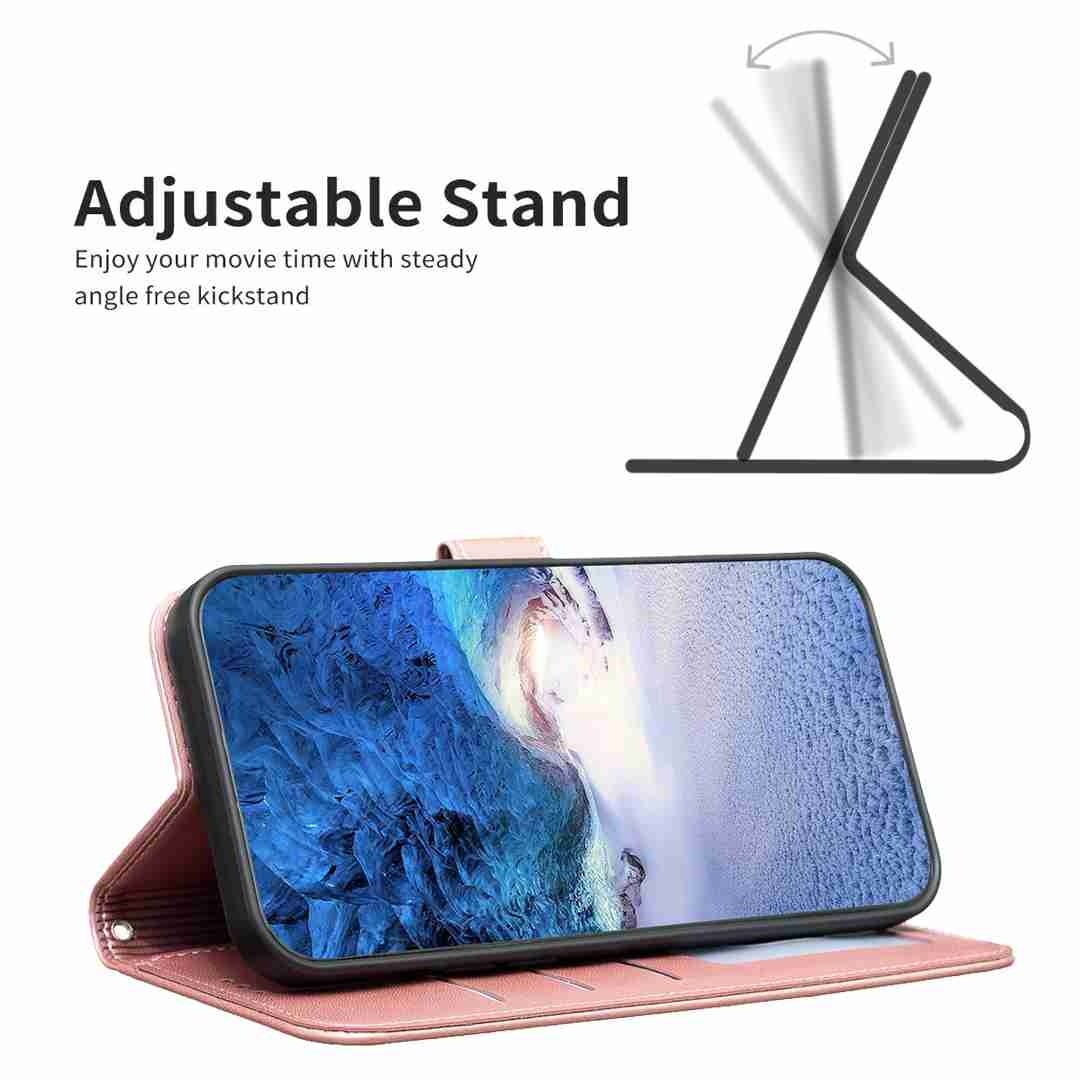Tel1 Xiaomi Redmi Note 13 Pro 5G Four-leaf Embossed Pattern Θήκη Βιβλίο - Rose Pink