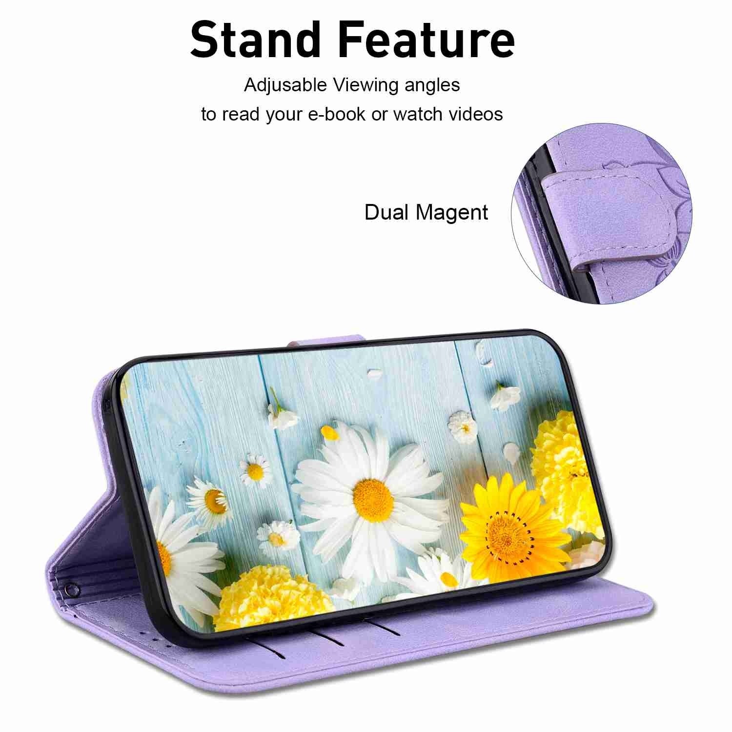 Tel1 Xiaomi Redmi Note 13 Pro 5G Lily Embossing Horizontal Flip Θήκη Βιβλίο - Purple