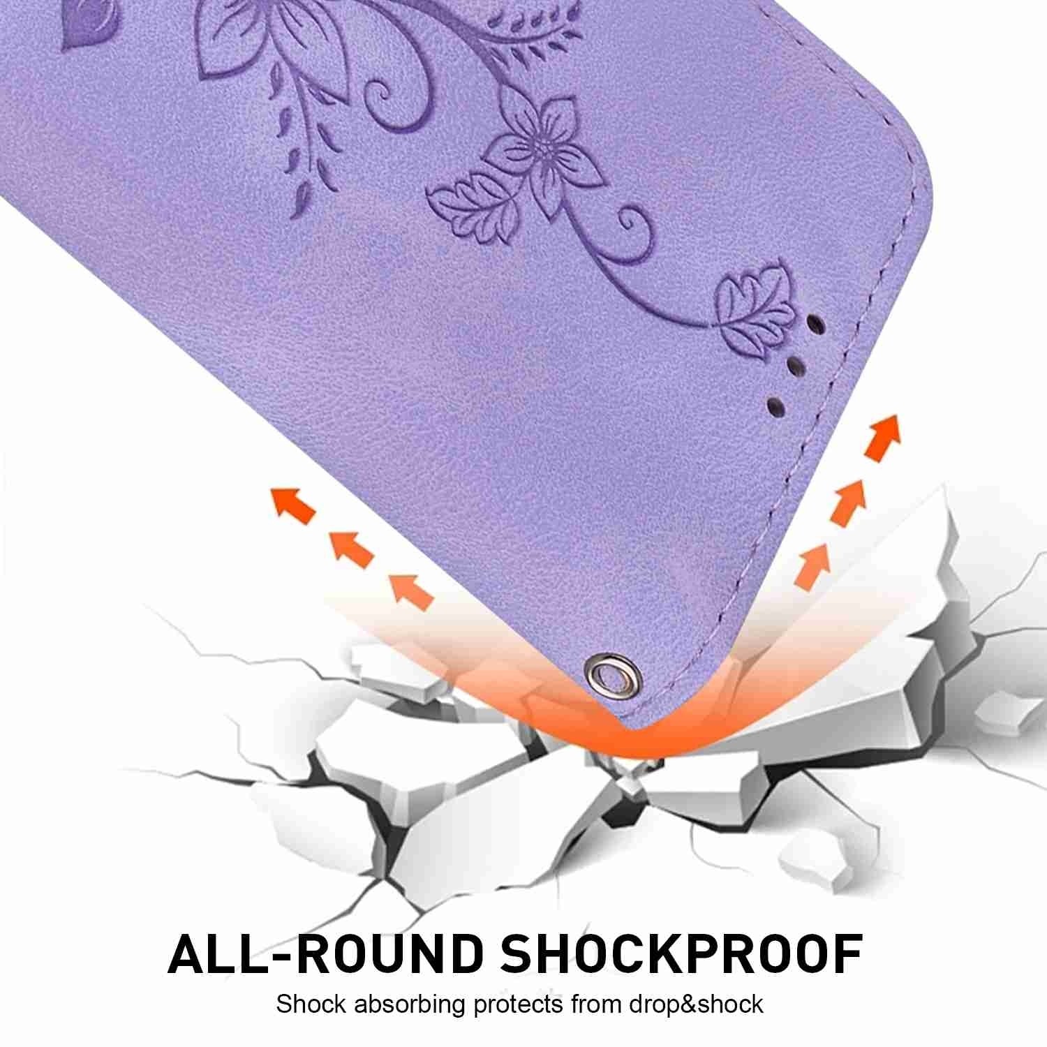 Tel1 Xiaomi Redmi Note 13 Pro 5G Lily Embossing Horizontal Flip Θήκη Βιβλίο - Purple