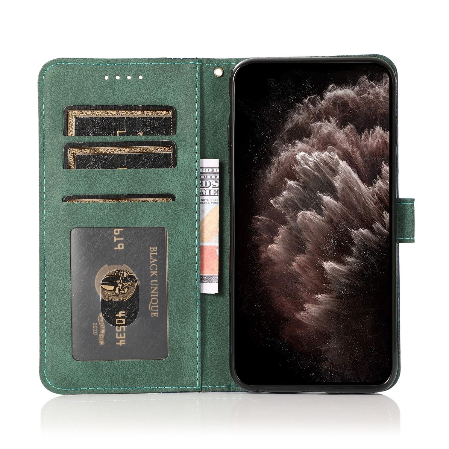 Tel1 Xiaomi Poco C65/ Xiaomi Redmi 13C 4G / 5G Dual-color Stitching Θήκη Βιβλίο - Blue Green