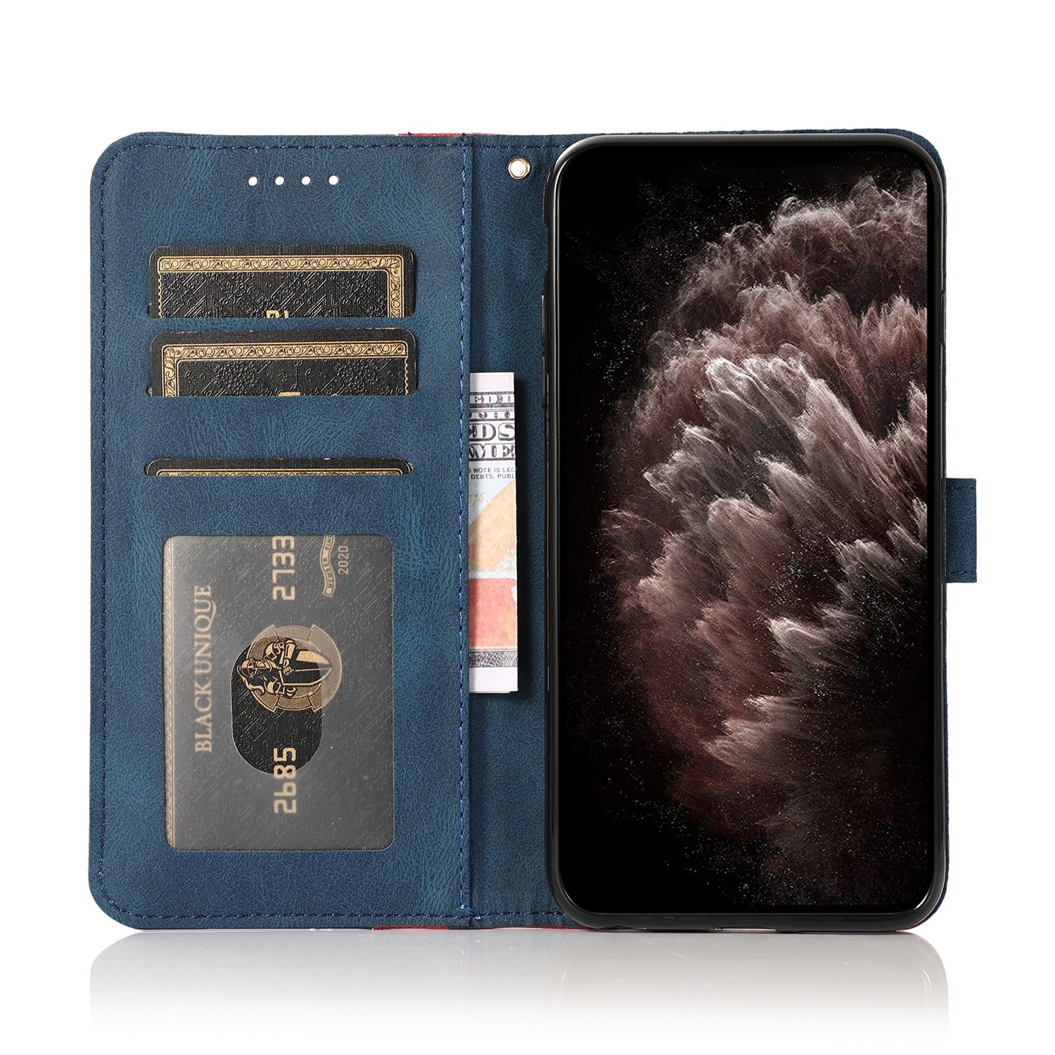 Tel1 Xiaomi Poco C65/ Xiaomi Redmi 13C 4G / 5G Dual-color Stitching Θήκη Βιβλίο - Blue Red