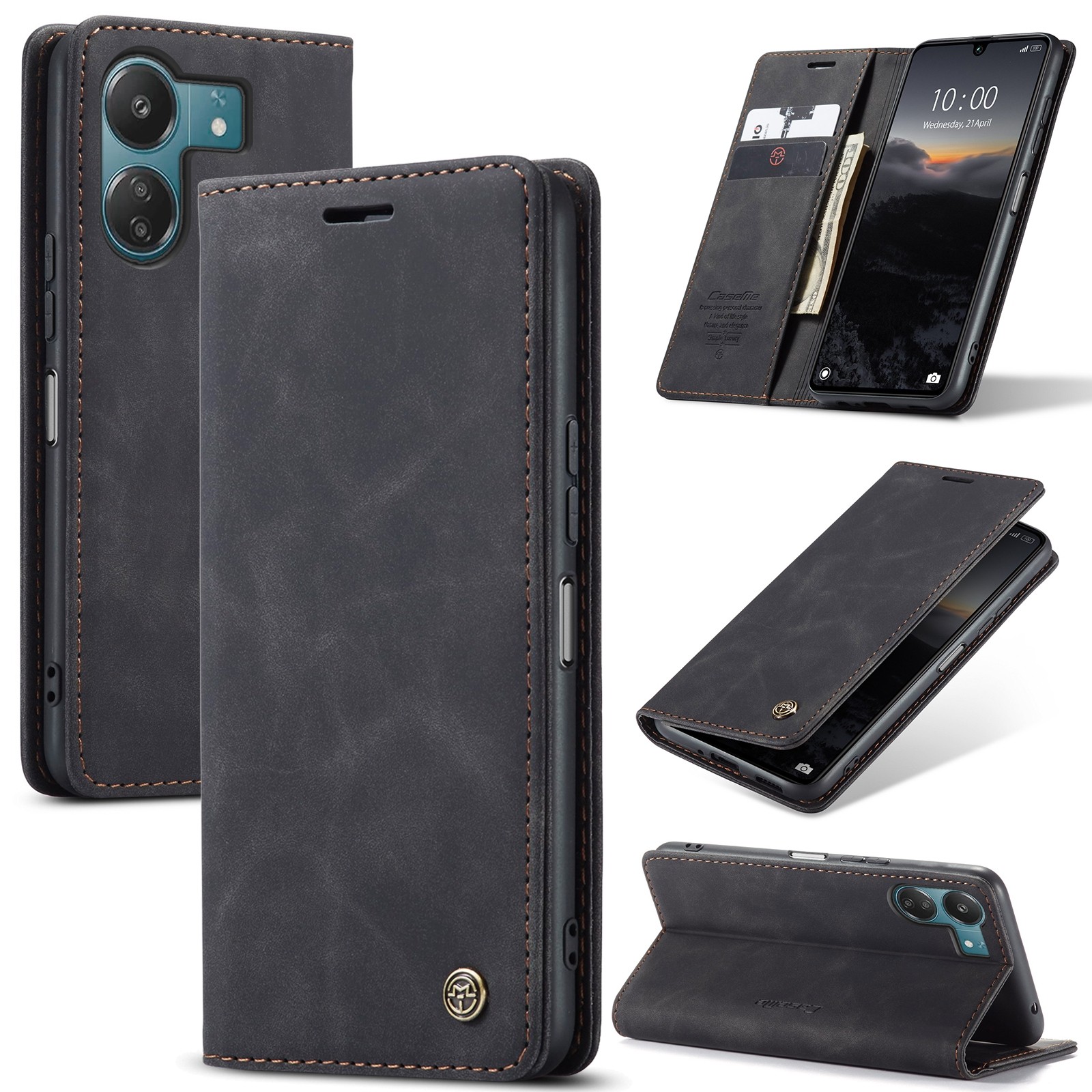 CaseMe 013 Xiaomi Poco C65/ Xiaomi Redmi 13C 4G/ 5G Retro Leather Θήκη Βιβλίο - Black