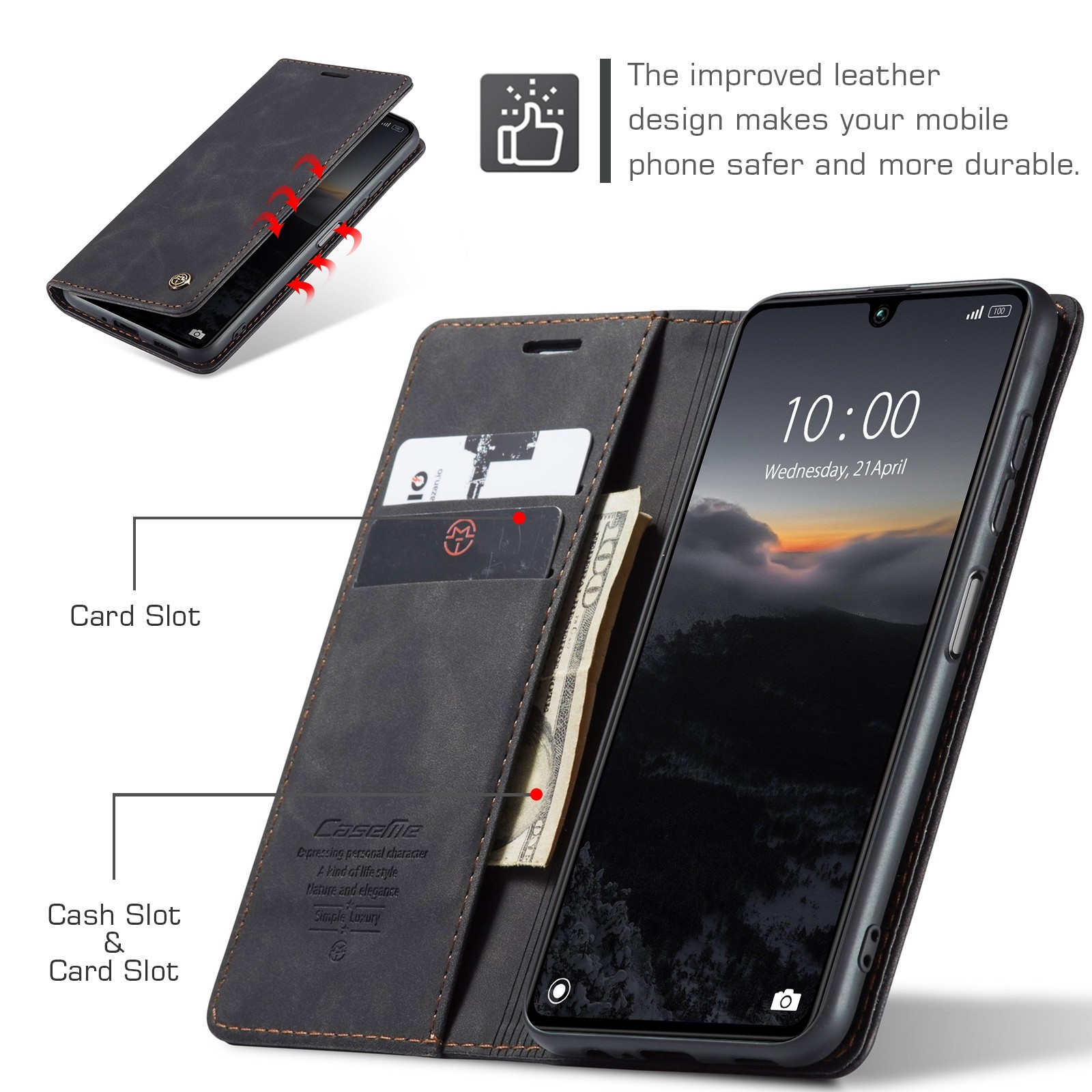 CaseMe 013 Xiaomi Poco C65/ Xiaomi Redmi 13C 4G/ 5G Retro Leather Θήκη Βιβλίο - Black