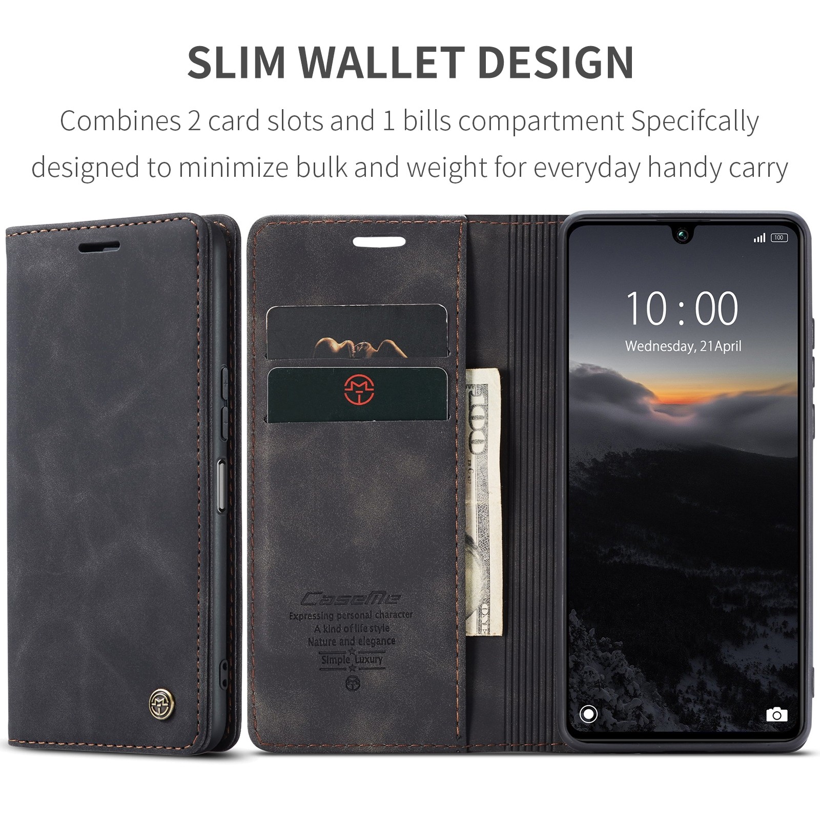 CaseMe 013 Xiaomi Poco C65/ Xiaomi Redmi 13C 4G/ 5G Retro Leather Θήκη Βιβλίο - Black