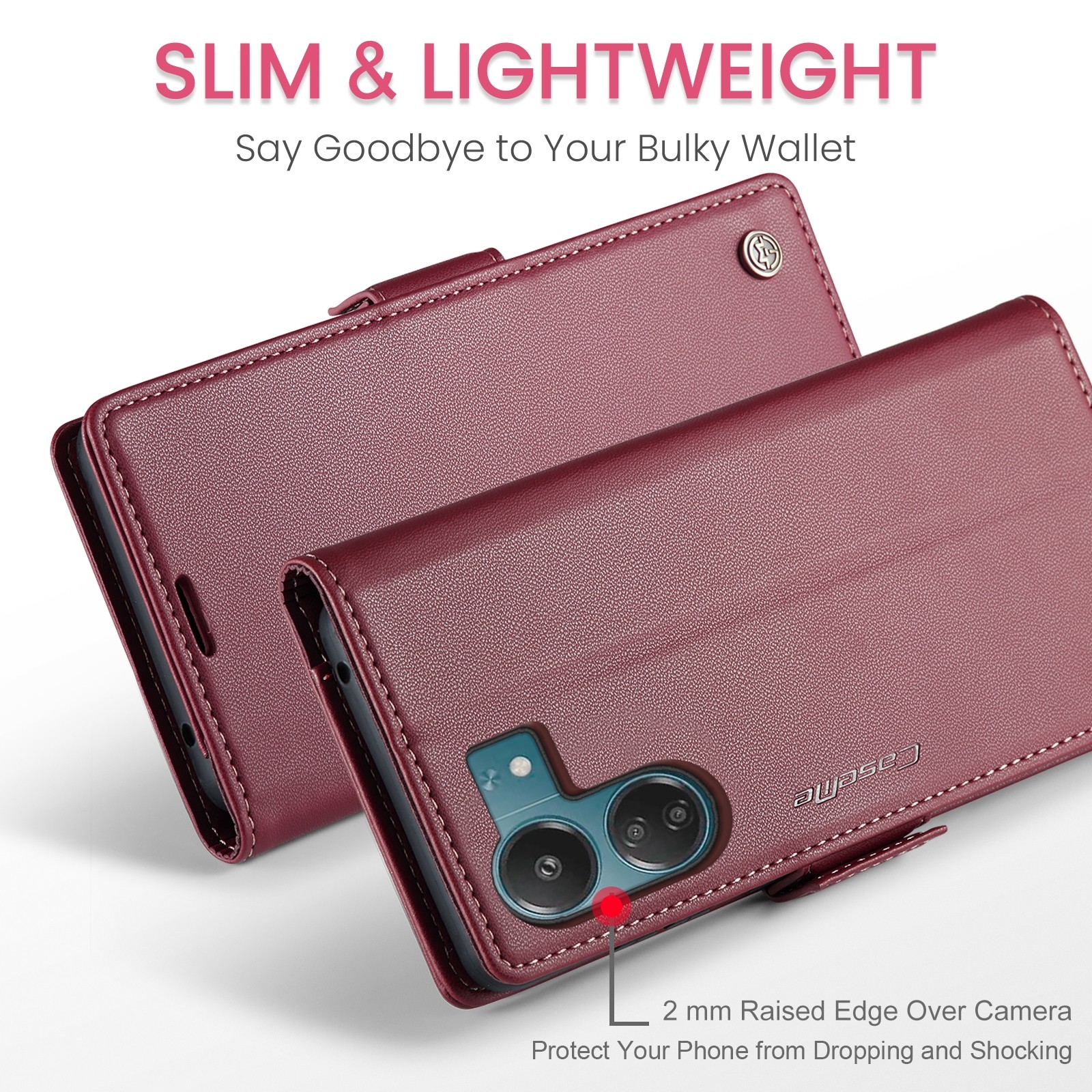 CaseMe 023 Xiaomi Poco C65/ Xiaomi Redmi 13C 4G/ 5G RFID Θήκη Πορτοφόλι Δερμάτινη - Wine Red