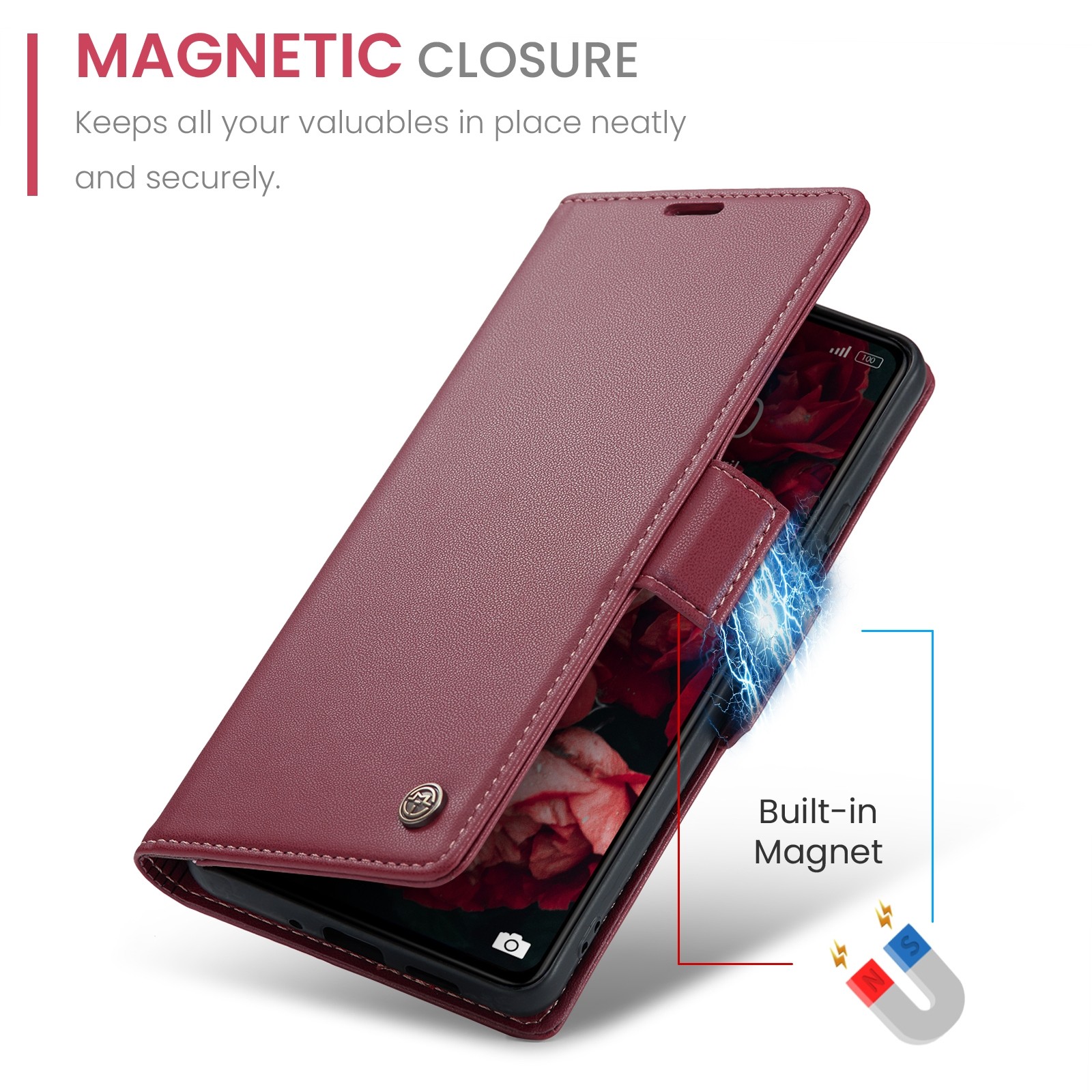 CaseMe 023 Xiaomi Poco C65/ Xiaomi Redmi 13C 4G/ 5G RFID Θήκη Πορτοφόλι Δερμάτινη - Wine Red