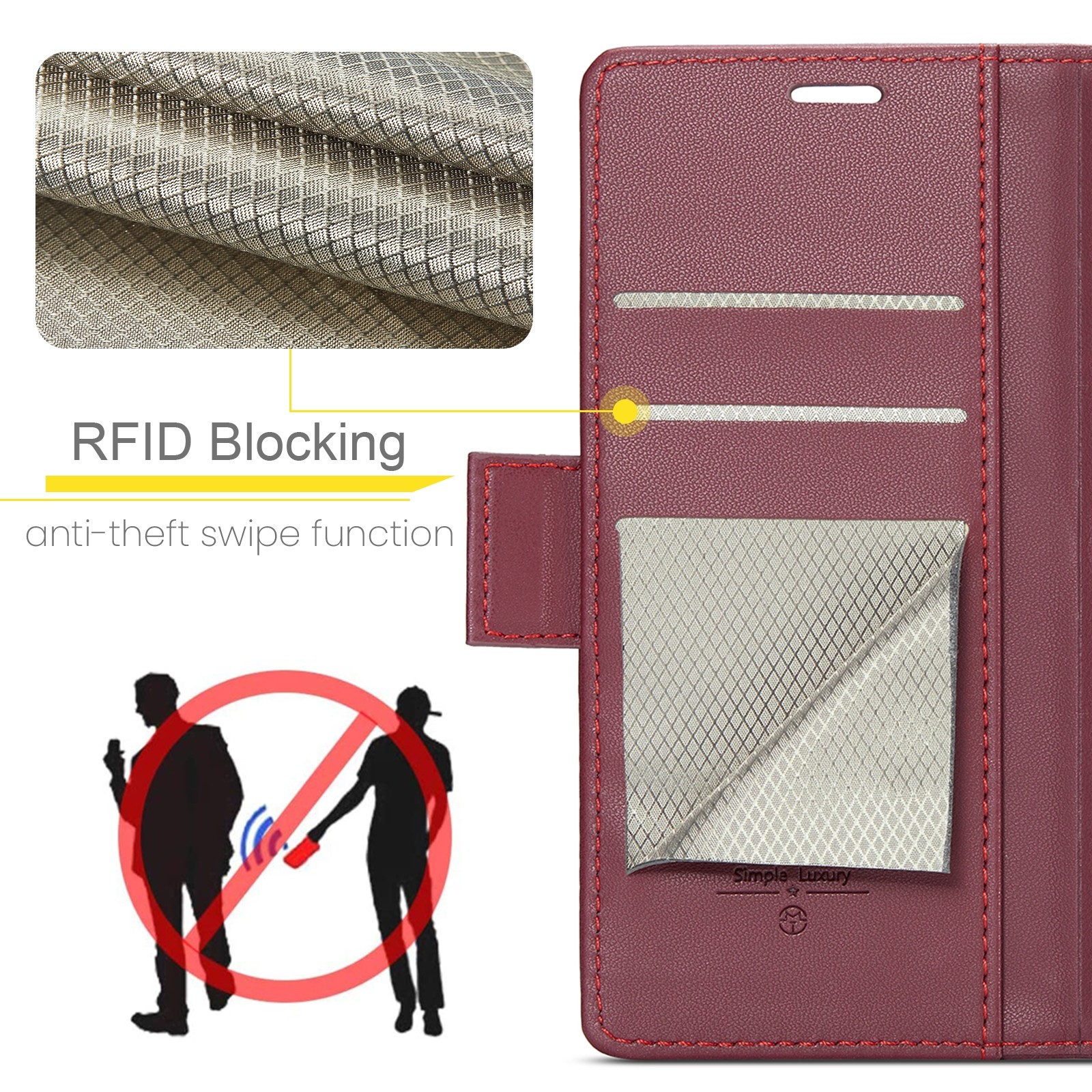 CaseMe 023 Xiaomi Poco C65/ Xiaomi Redmi 13C 4G/ 5G RFID Θήκη Πορτοφόλι Δερμάτινη - Wine Red