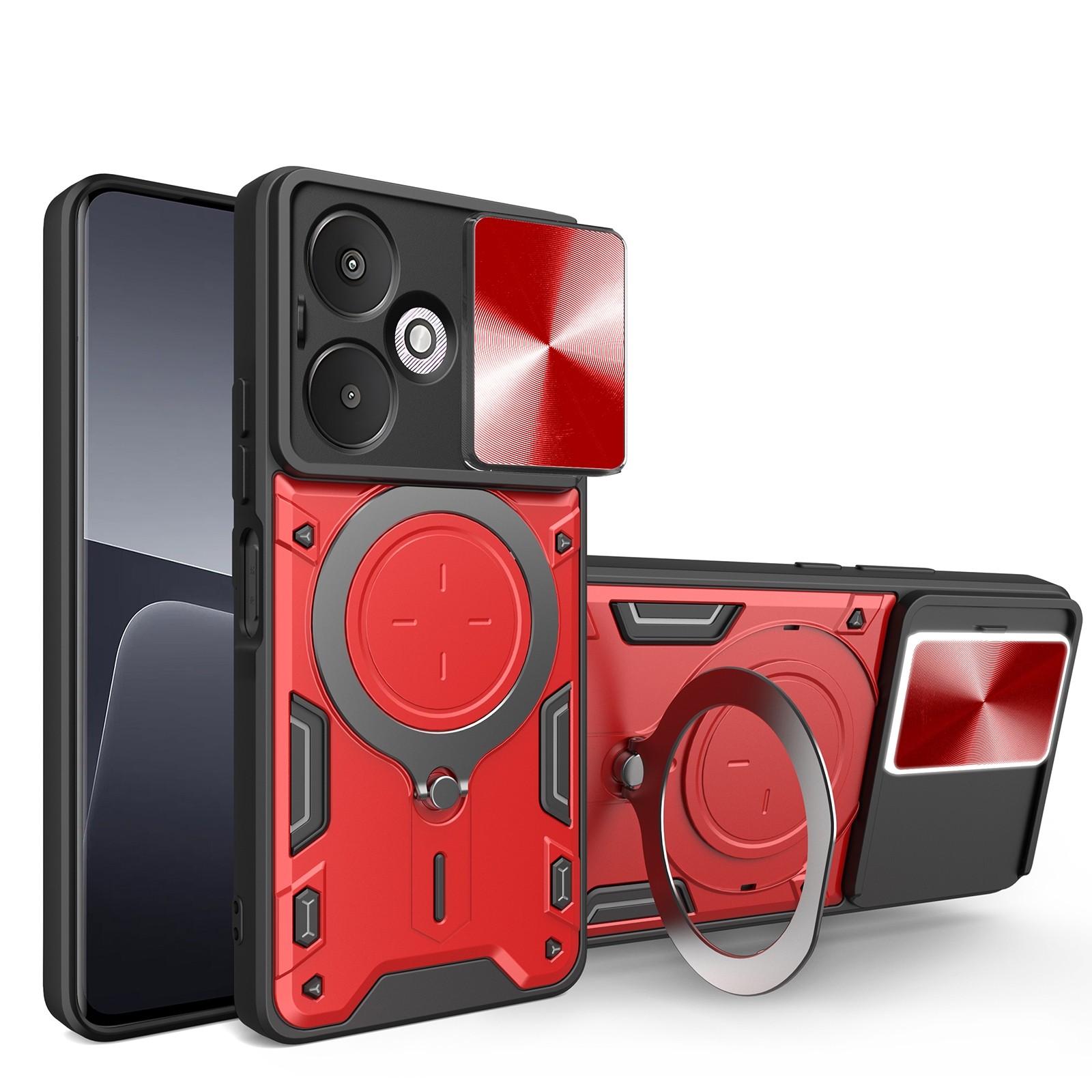 Forcell Xiaomi Redmi 13C 5G Camshield Holder Θήκη Σκληρή - Red