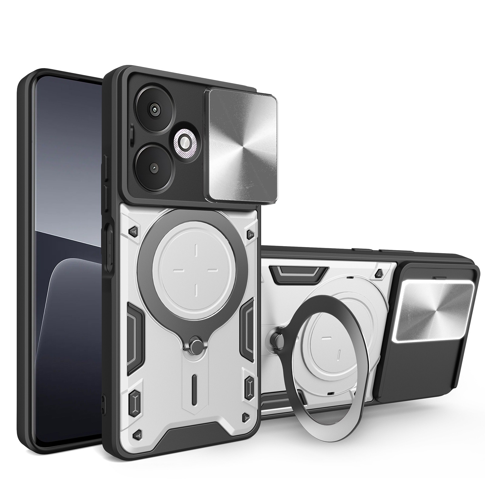 Forcell Xiaomi Redmi 13C 5G Camshield Holder Θήκη Σκληρή - Silver