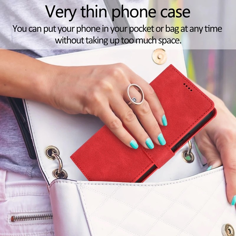 Tel1 Xiaomi Poco X6 Pro 5G Fantasy Skin-feel Calfskin Θήκη Βιβλίο - Red