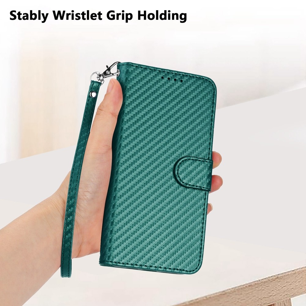Tel1 Xiaomi Poco X6 Pro 5G Carbon Fiber Magnetic Buckle Θήκη Βιβλίο - Green