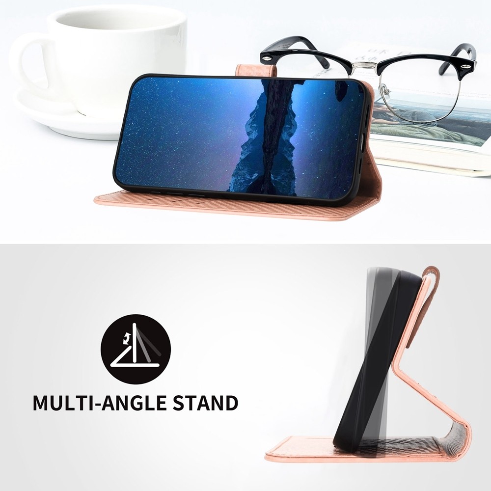 Tel1 Xiaomi Poco X6 Pro 5G Carbon Fiber Magnetic Buckle Θήκη Βιβλίο - Pink