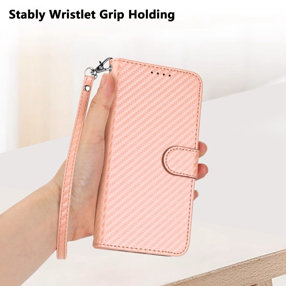 Tel1 Xiaomi Poco X6 Pro 5G Carbon Fiber Magnetic Buckle Θήκη Βιβλίο - Pink