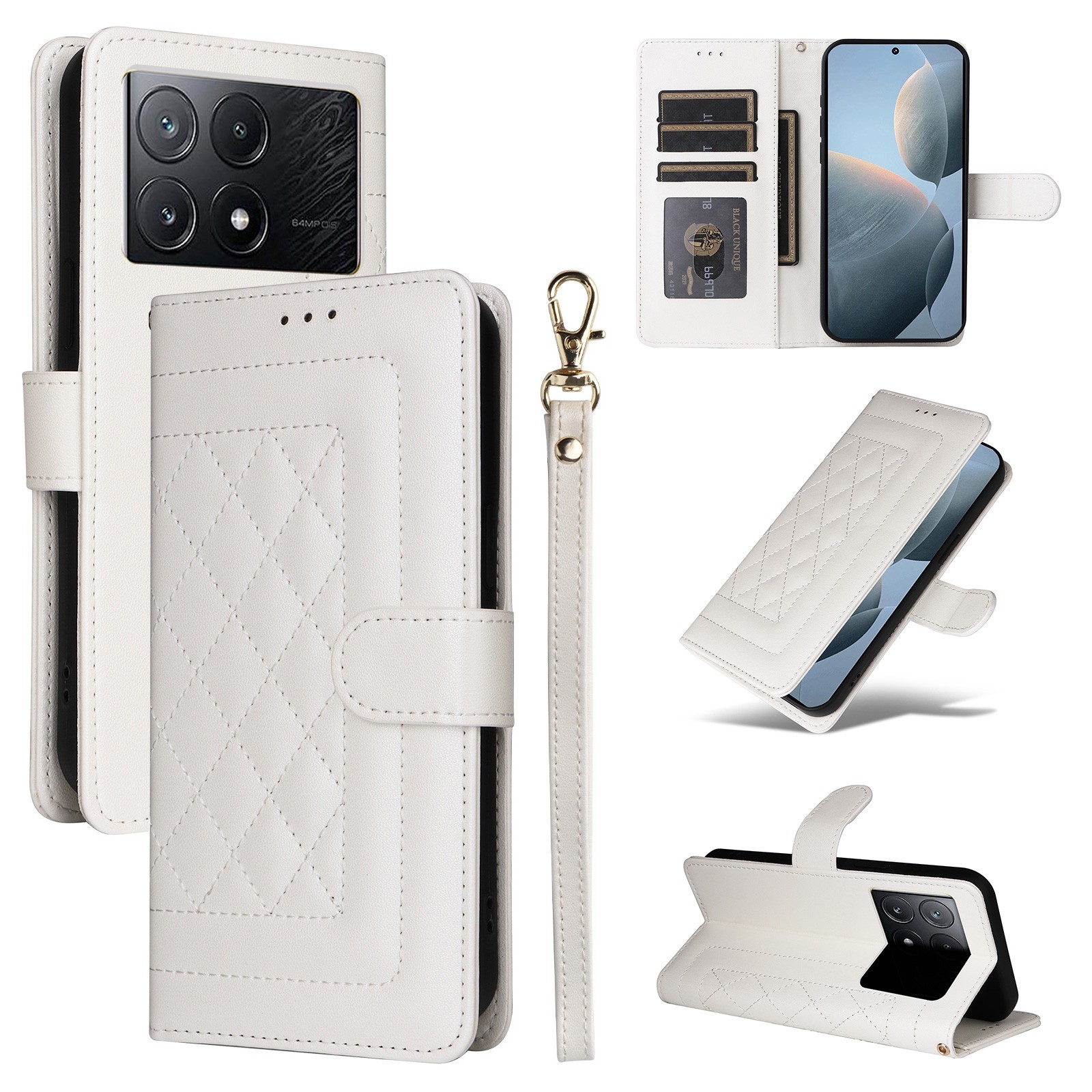 Tel1 Xiaomi Poco X6 Pro 5G Diamond Lattice Flip Θήκη Βιβλίο - White