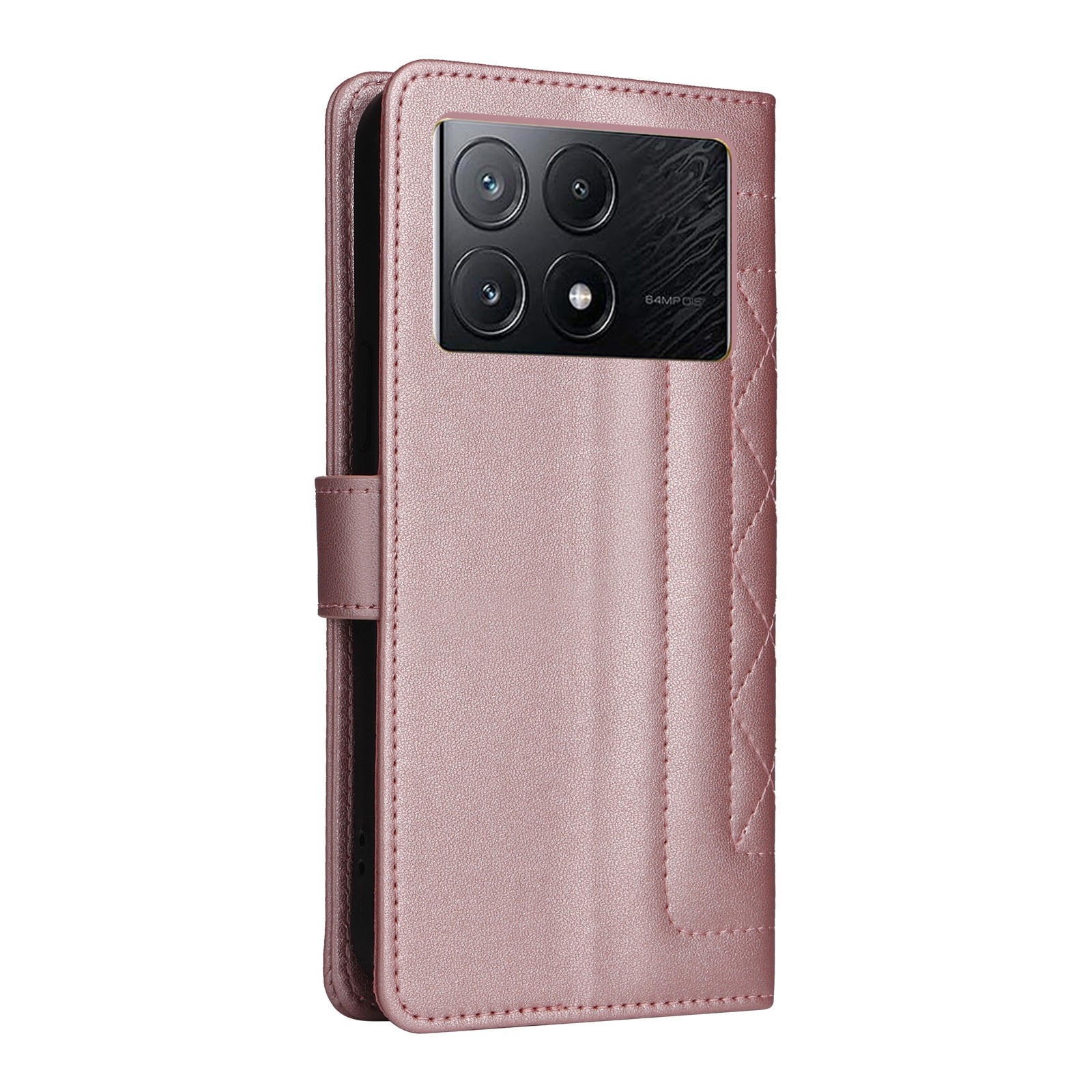 Tel1 Xiaomi Poco X6 Pro 5G Diamond Lattice Flip Θήκη Βιβλίο - Rose Gold
