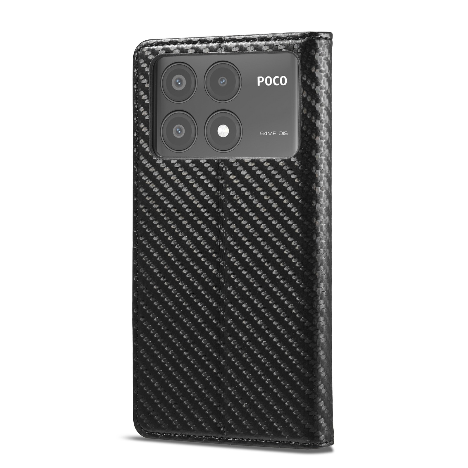 LC.IMEEKE Xiaomi Poco X6 Pro 5G Fiber Texture Flip Θήκη Βιβλίο - Black