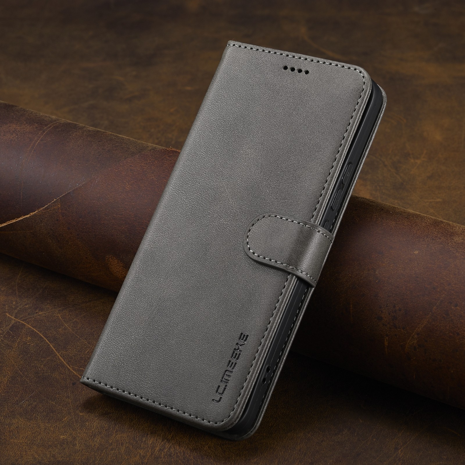 LC.IMEEKE Xiaomi Redmi Note 13 Pro Plus 5G Calf Texture Θήκη Βιβλίο - Grey