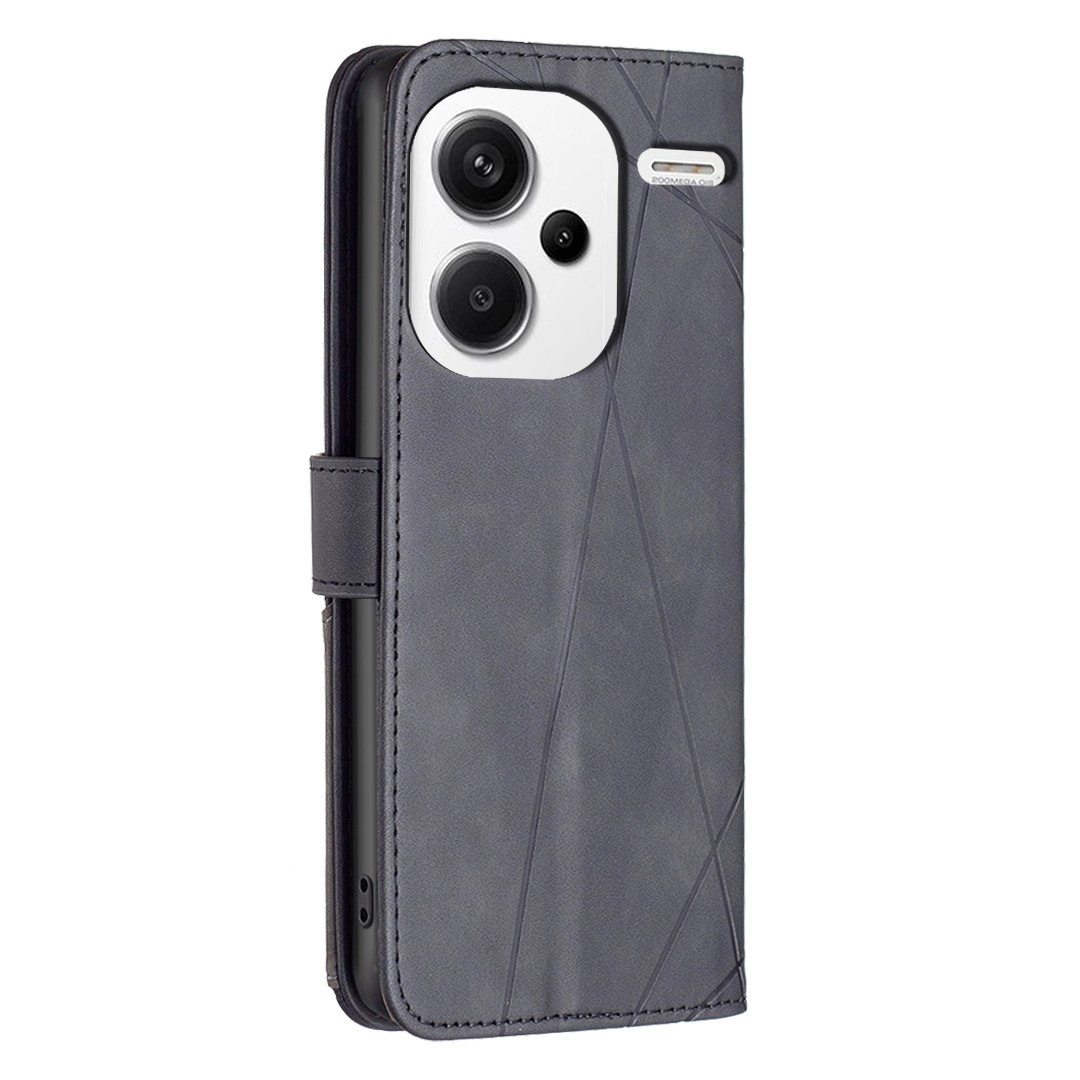 Tel1 Xiaomi Redmi Note 13 Pro Plus 5G Magnetic Buckle Rhombus Texture Θήκη Βιβλίο - Black