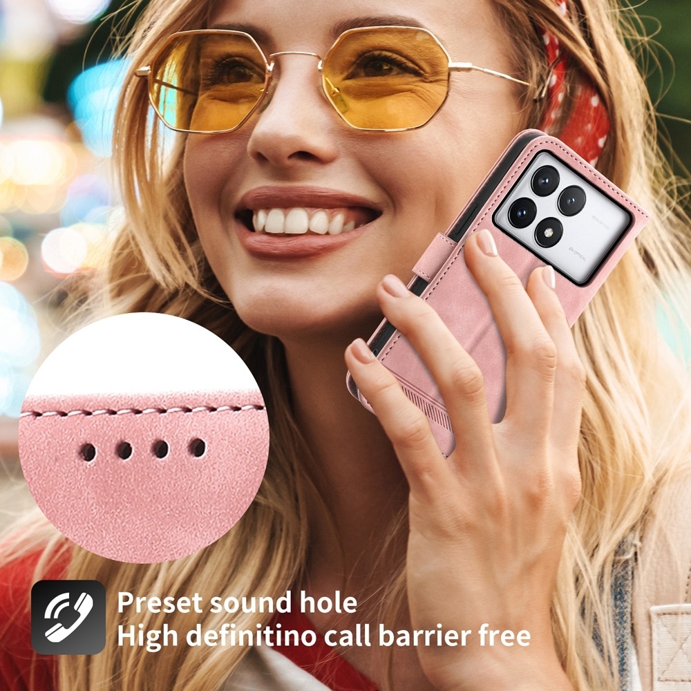 Tel1 Xiaomi Poco X6 Pro 5G Dierfeng Dream Line Θήκη Βιβλίο - Pink