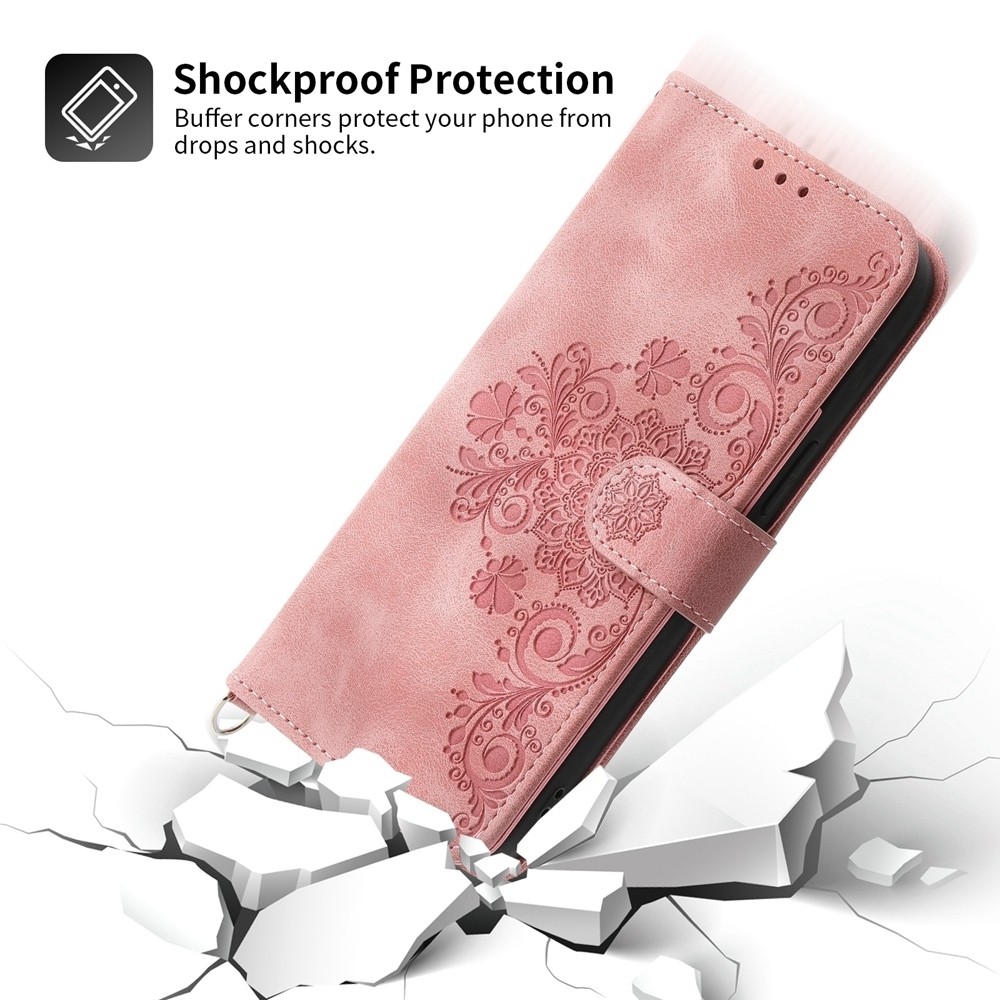 Tel1 Xiaomi Poco X6 Pro 5G Skin-Feel Flowers Embossed Θήκη Βιβλίο - Pink