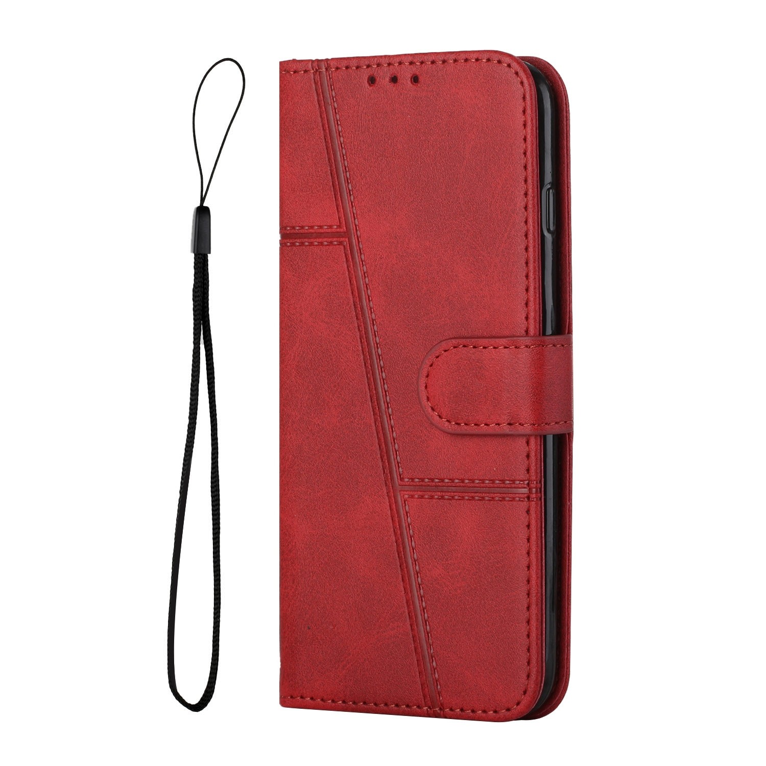 Tel1 Xiaomi Redmi Note 13 Pro Plus 5G Stitching Calf Texture Buckle Θήκη Βιβλίο - Red