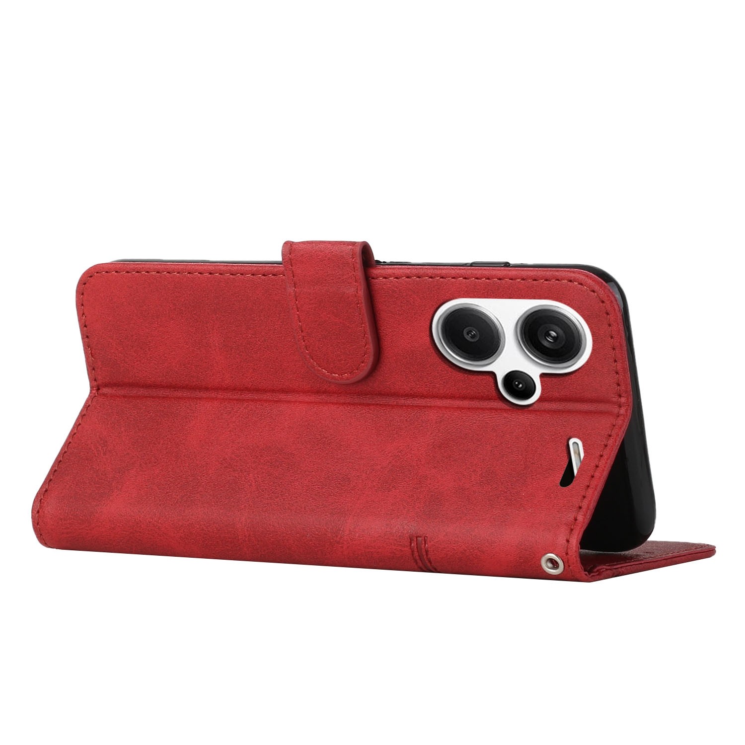 Tel1 Xiaomi Redmi Note 13 Pro Plus 5G Stitching Calf Texture Buckle Θήκη Βιβλίο - Red