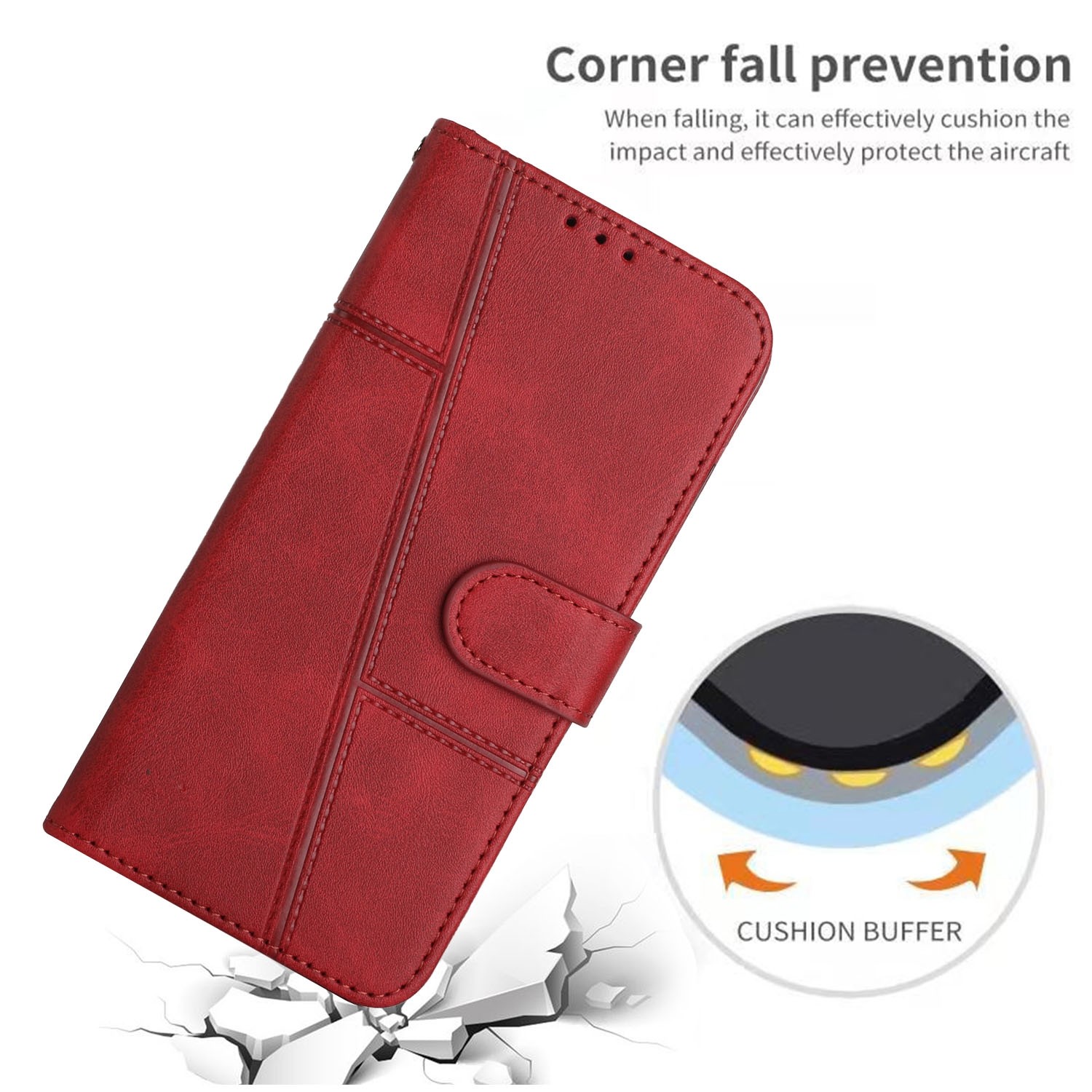 Tel1 Xiaomi Redmi Note 13 Pro Plus 5G Stitching Calf Texture Buckle Θήκη Βιβλίο - Red
