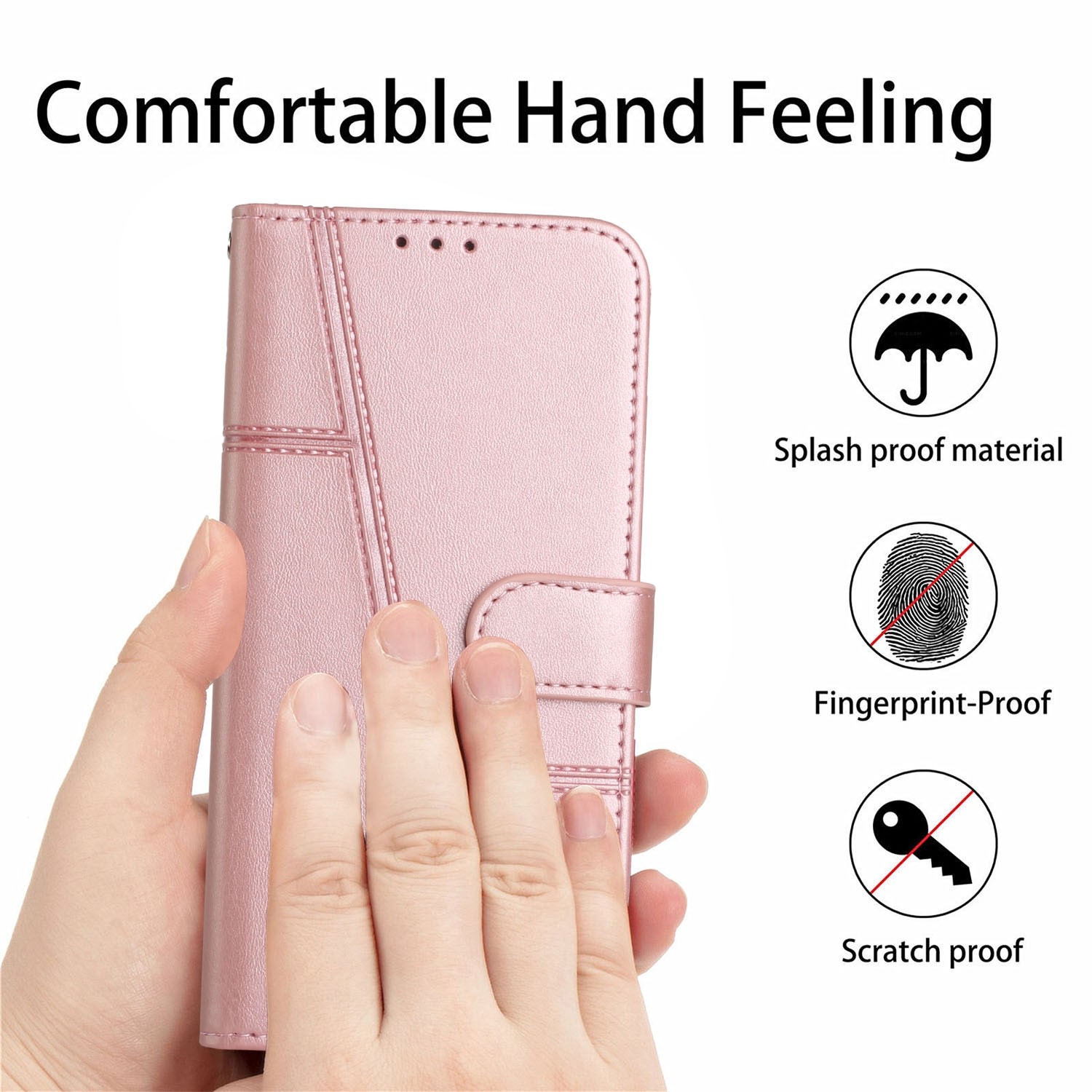 Tel1 Xiaomi Redmi Note 13 Pro Plus 5G Stitching Calf Texture Buckle Θήκη Βιβλίο - Pink