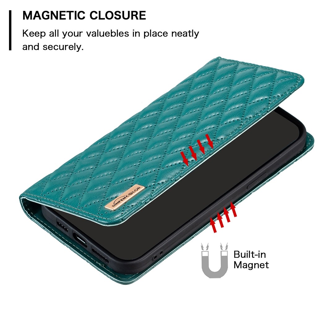 Tel1 Xiaomi Redmi Note 13 Pro Plus 5G Premium Diamond Lattice Magnetic Flip Θήκη Βιβλίο - Green