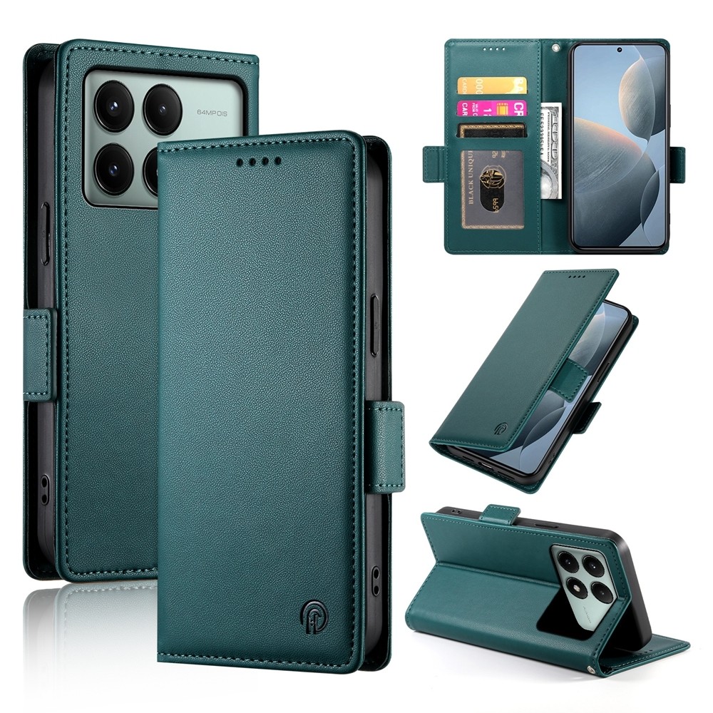 Tel1 Xiaomi Poco X6 Pro 5G Global Side Buckle Θήκη Βιβλίο - Green