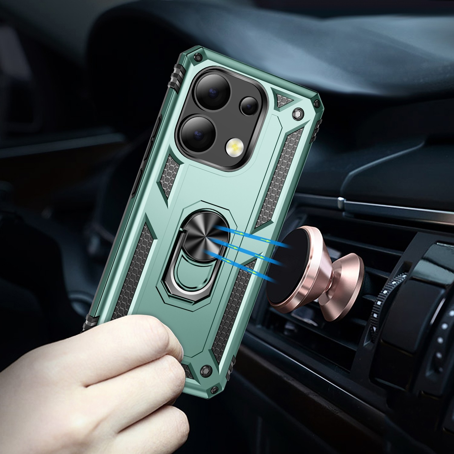 Forcell Xiaomi Redmi Note 13 Pro Plus 5G Ring Holder Θήκη Σκληρή - Dark Green