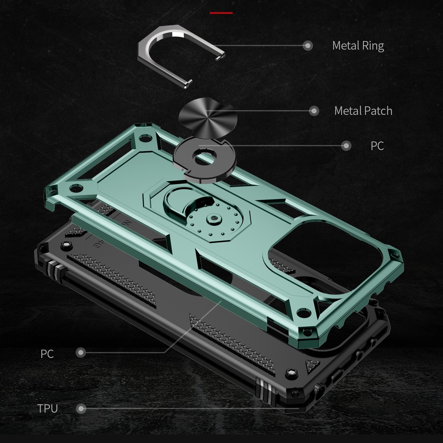 Forcell Xiaomi Redmi Note 13 Pro Plus 5G Ring Holder Θήκη Σκληρή - Dark Green