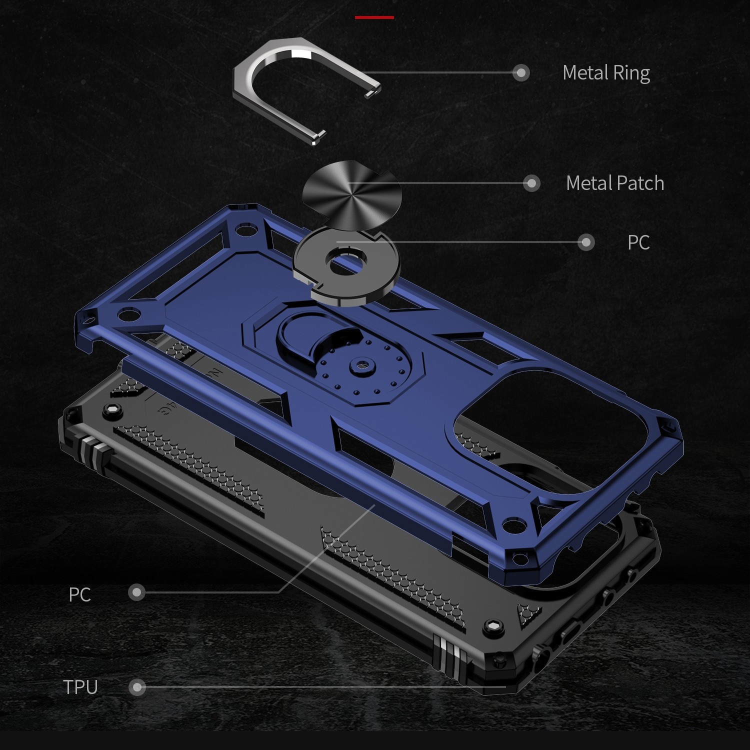 Forcell Xiaomi Redmi Note 13 Pro Plus 5G Ring Holder Θήκη Σκληρή - Blue