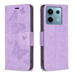 Tel1 Xiaomi Redmi Note 13 Pro 4G / Xiaomi Poco M6 Pro 4G Butterflies Embossing Θήκη Βιβλίο - Purple