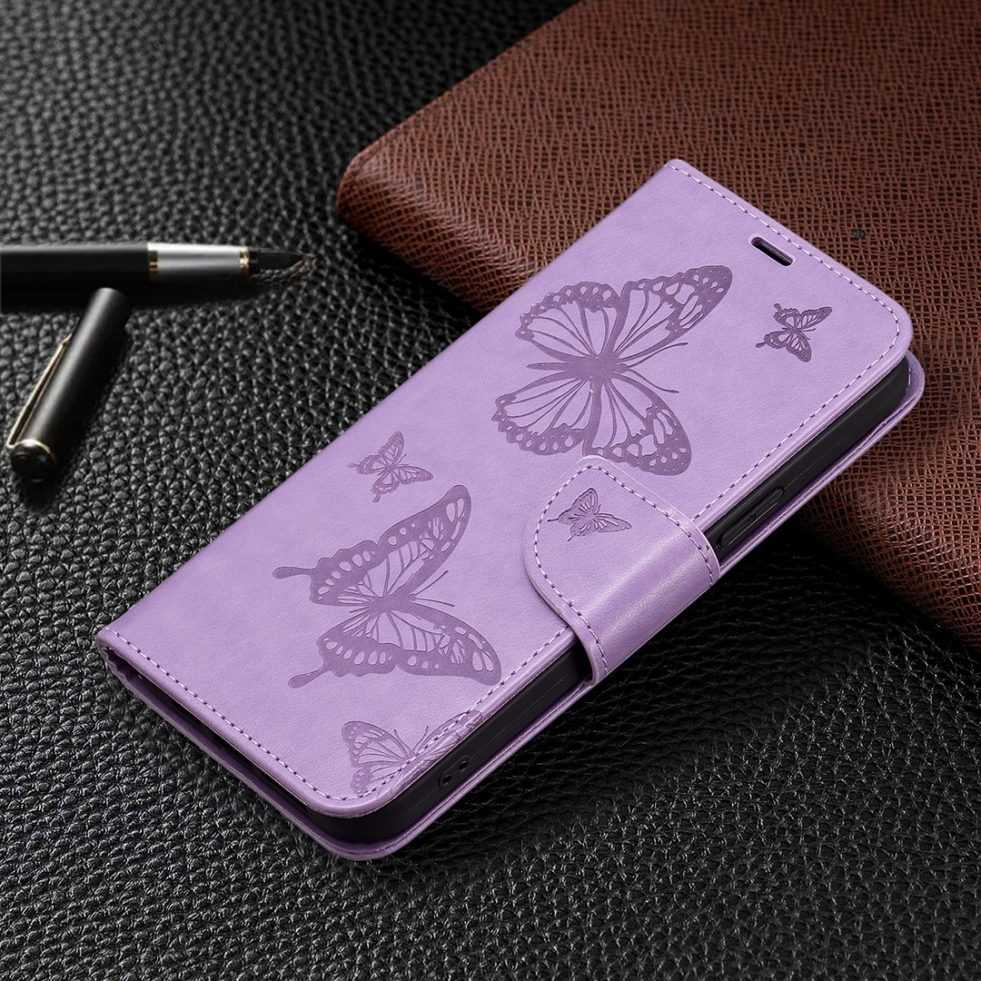 Tel1 Xiaomi Redmi Note 13 Pro 4G / Xiaomi Poco M6 Pro 4G Butterflies Embossing Θήκη Βιβλίο - Purple