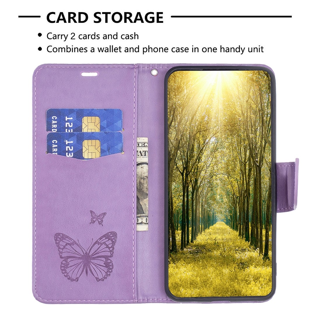 Tel1 Xiaomi Redmi Note 13 Pro 4G / Xiaomi Poco M6 Pro 4G Butterflies Embossing Θήκη Βιβλίο - Purple