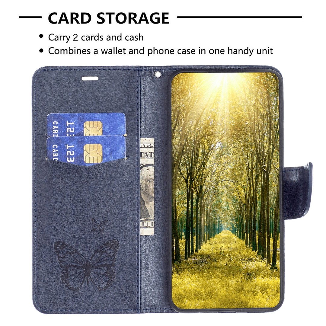 Tel1 Xiaomi Redmi Note 13 Pro 4G / Xiaomi Poco M6 Pro 4G Butterflies Embossing Θήκη Βιβλίο - Blue