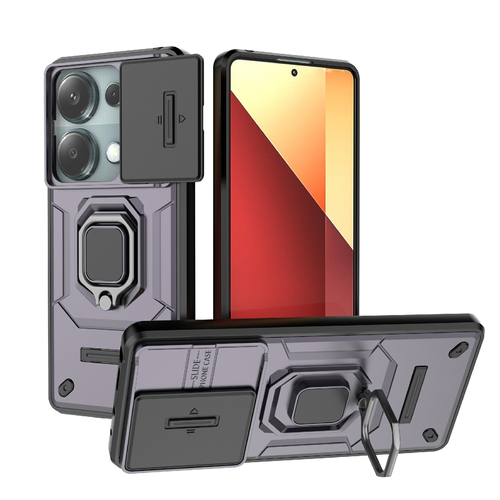 Forcell Xiaomi Redmi Note 13 Pro 4G / Xiaomi Poco M6 Pro 4G Sliding Camshield Θήκη Σκληρή - Purple