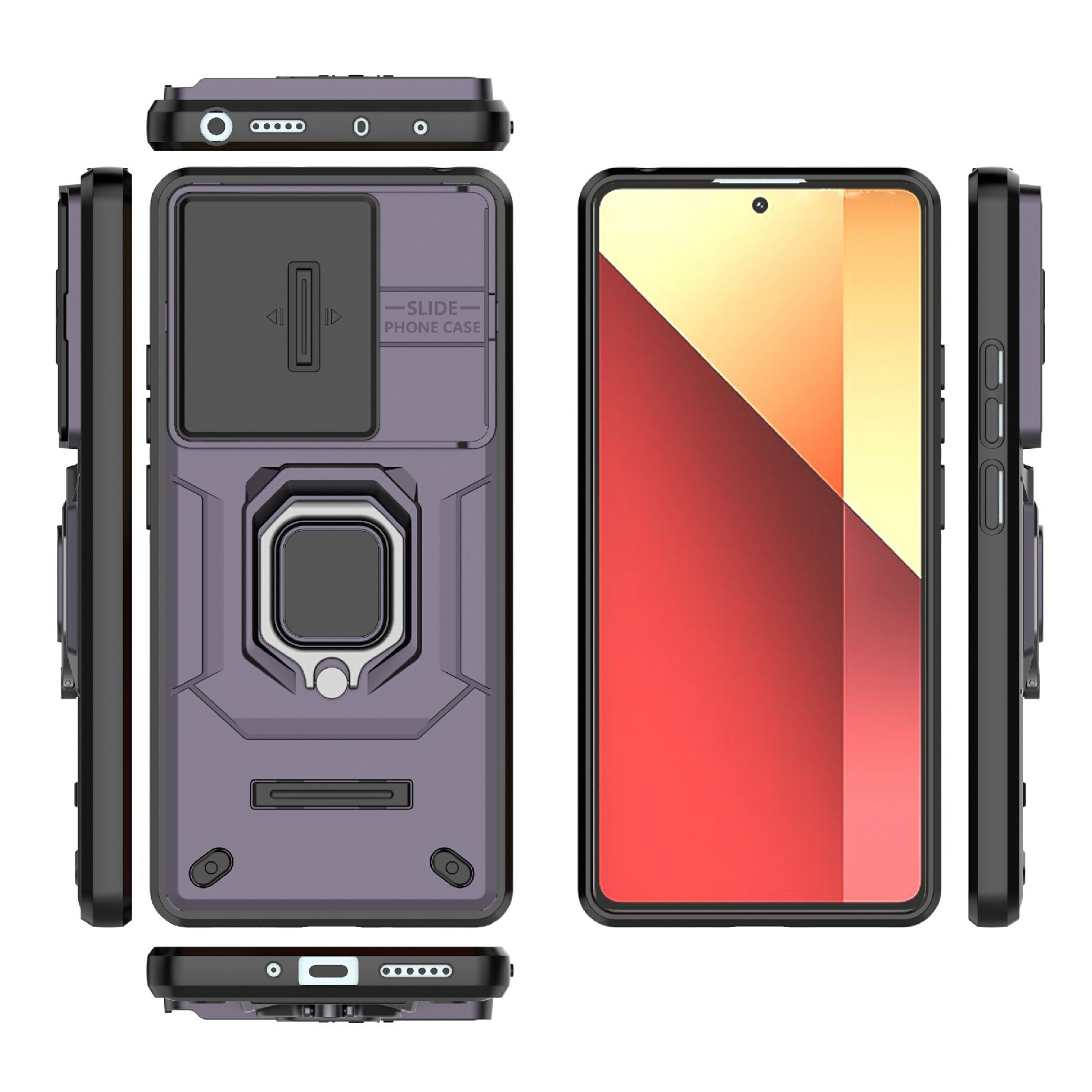 Forcell Xiaomi Redmi Note 13 Pro 4G / Xiaomi Poco M6 Pro 4G Sliding Camshield Θήκη Σκληρή - Purple