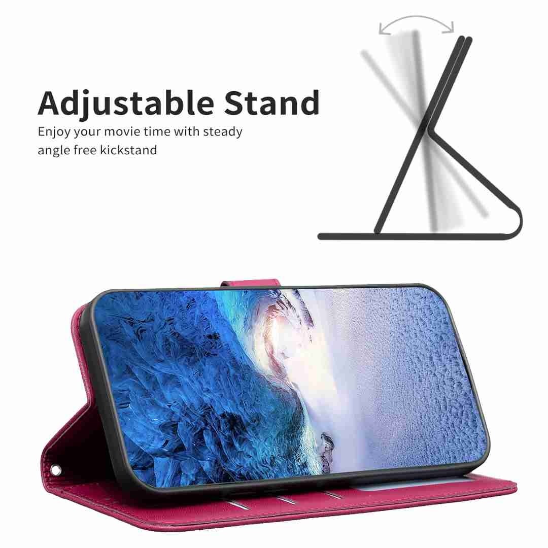 Tel1 Xiaomi Redmi 9C / Redmi 10A Four-leaf Embossed Θήκη Βιβλίο - Rose Red