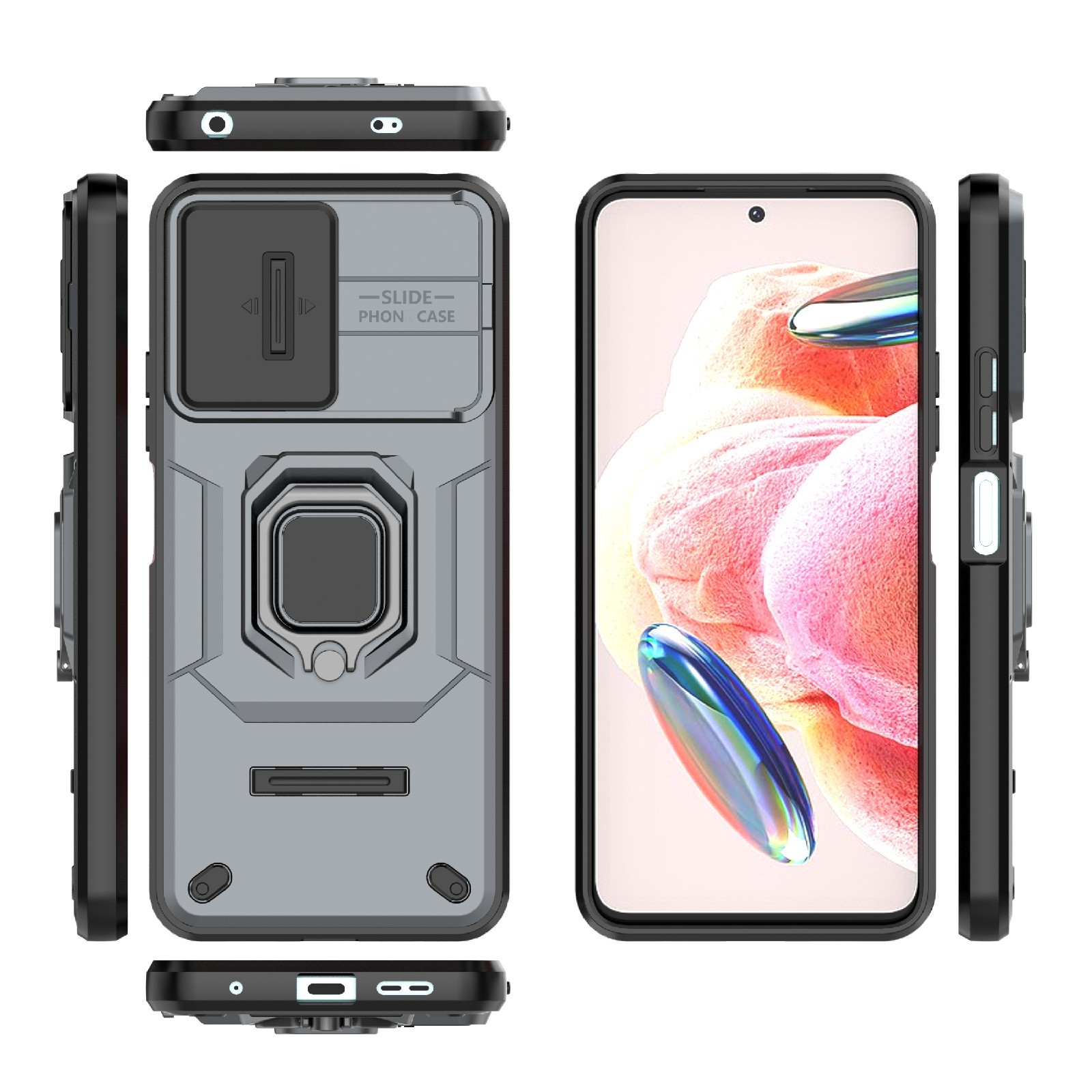 Forcell Xiaomi Redmi Note 12 4G Sliding Camshield Holder Θήκη Σκληρή - Gray