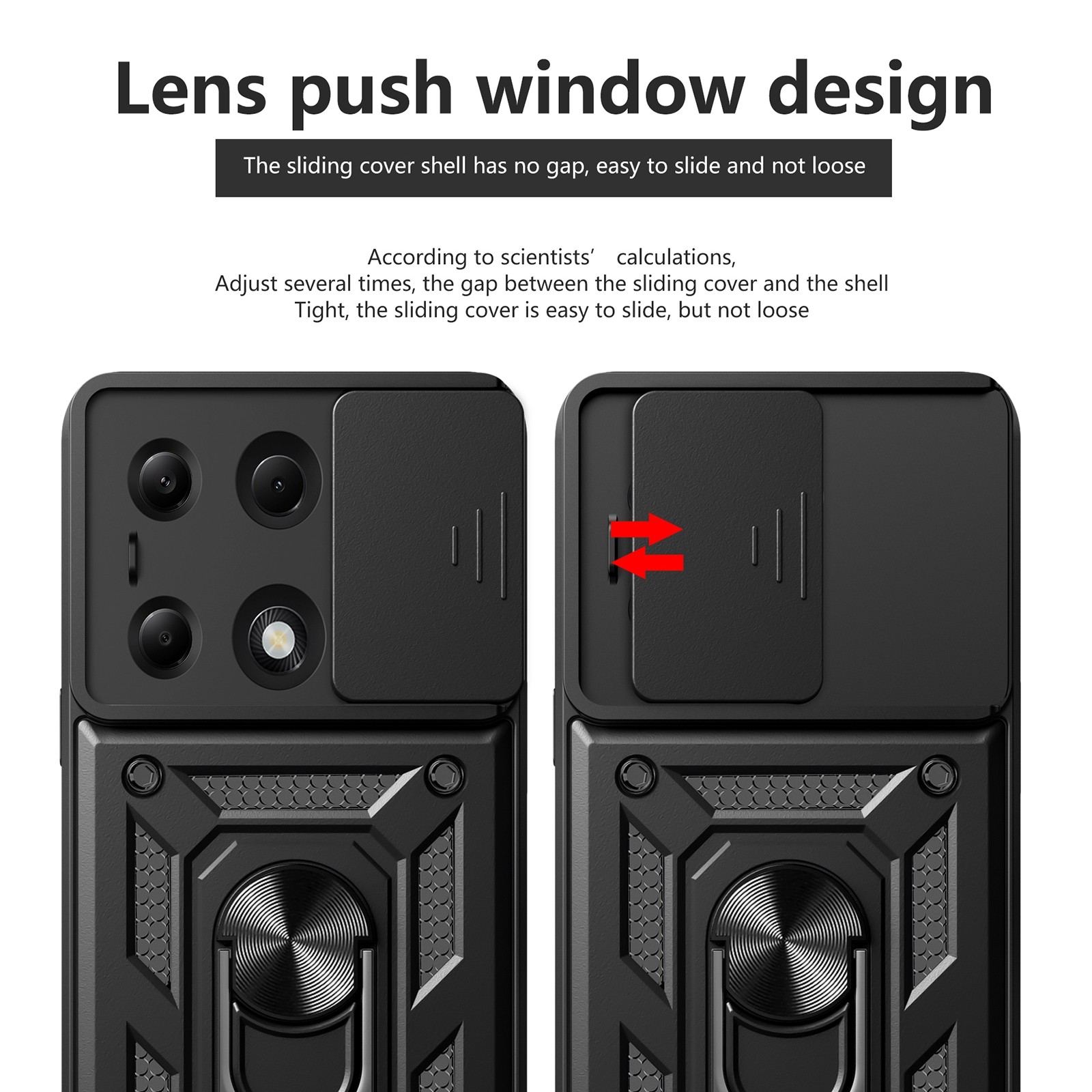 Forcell Xiaomi Redmi Note 13 Pro 4G/ Xiaomi Poco M6 Pro 4G Sliding Camshield Θήκη Σκληρή - Black