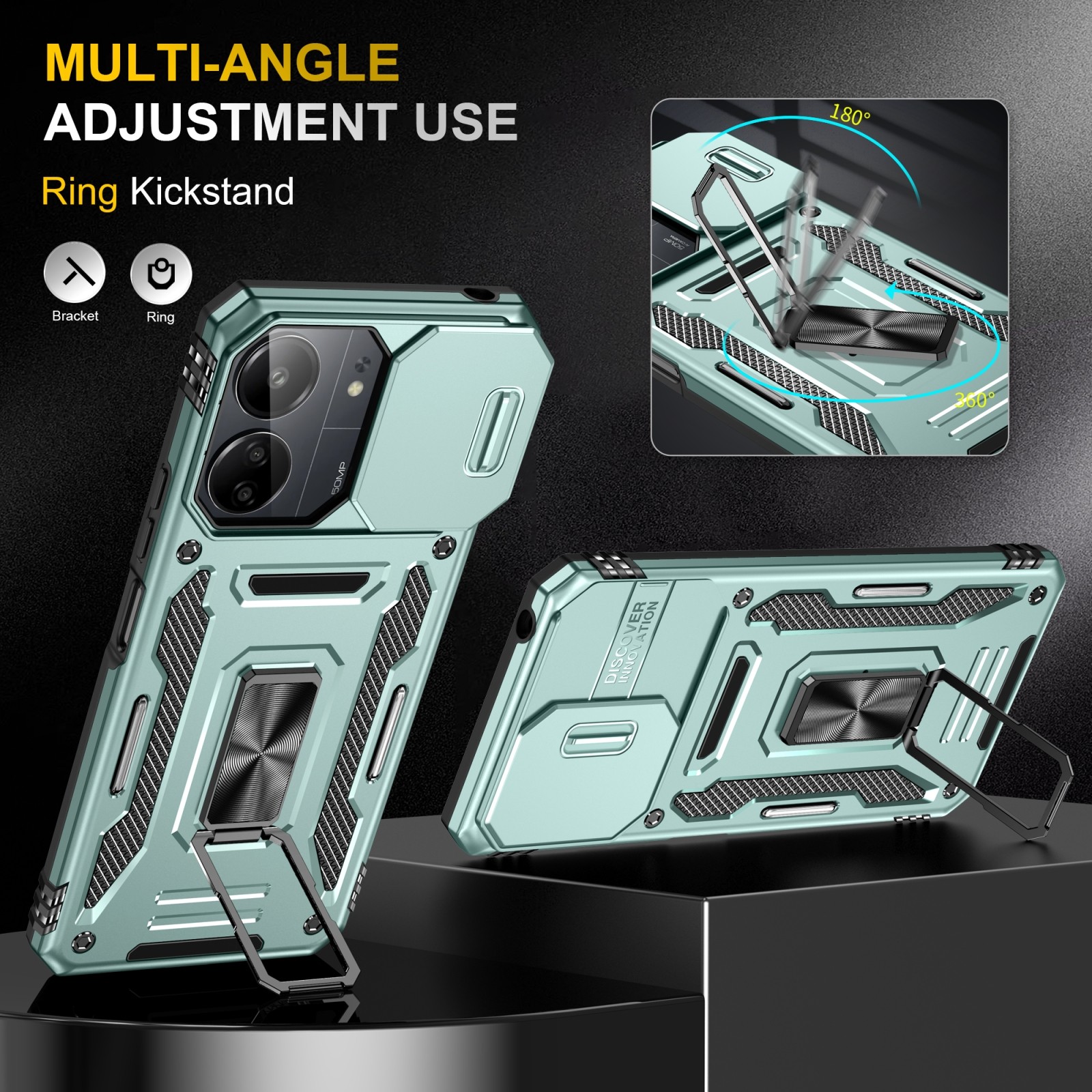 Forcell Xiaomi Redmi Note 13 Pro 5G / Poco X6 5G Camera Shield Θήκη Σκληρή - Alpine Green