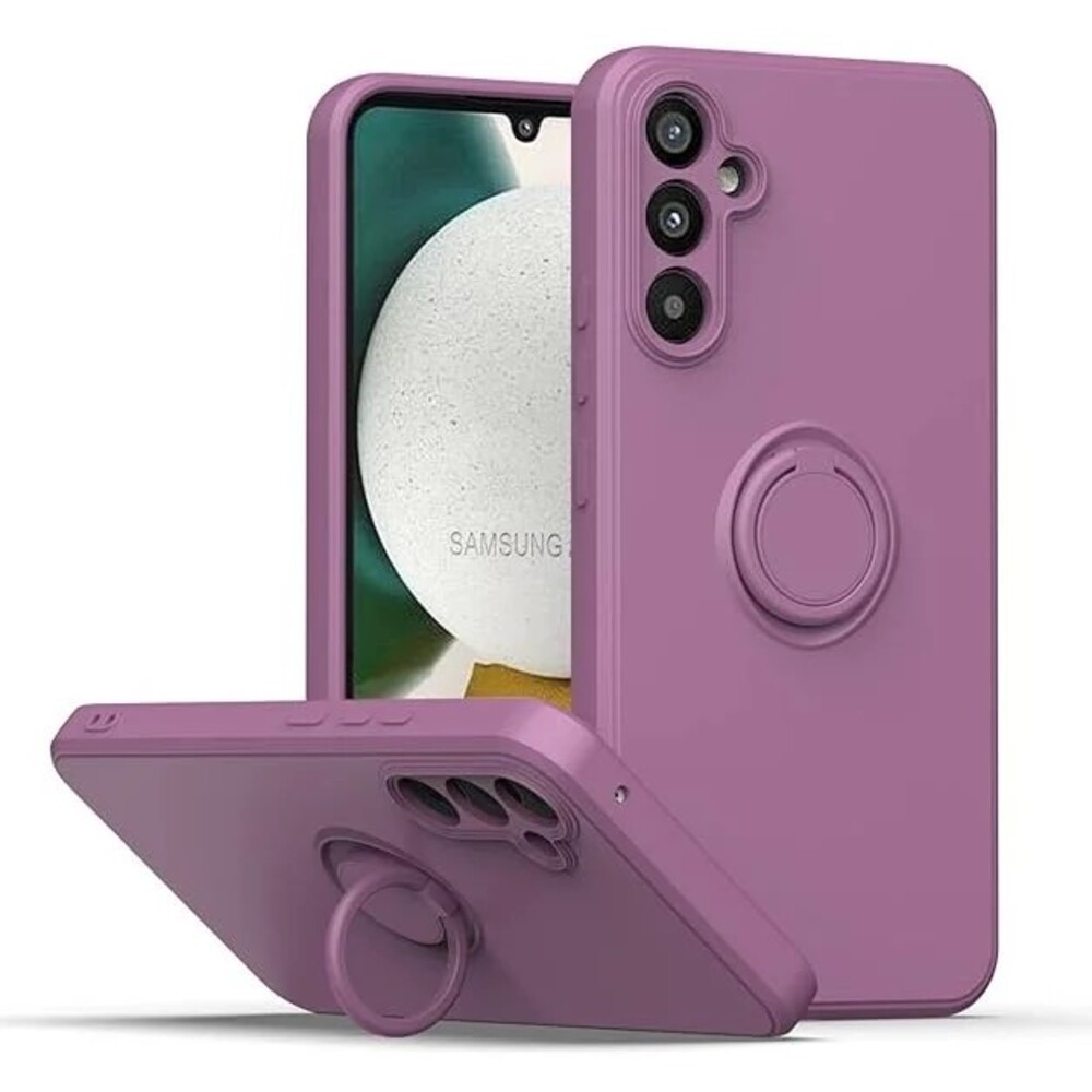 Forcell Samsung Galaxy A15 5G / A15 4G Metal Ring Holder Θήκη Σιλικόνης - Purple