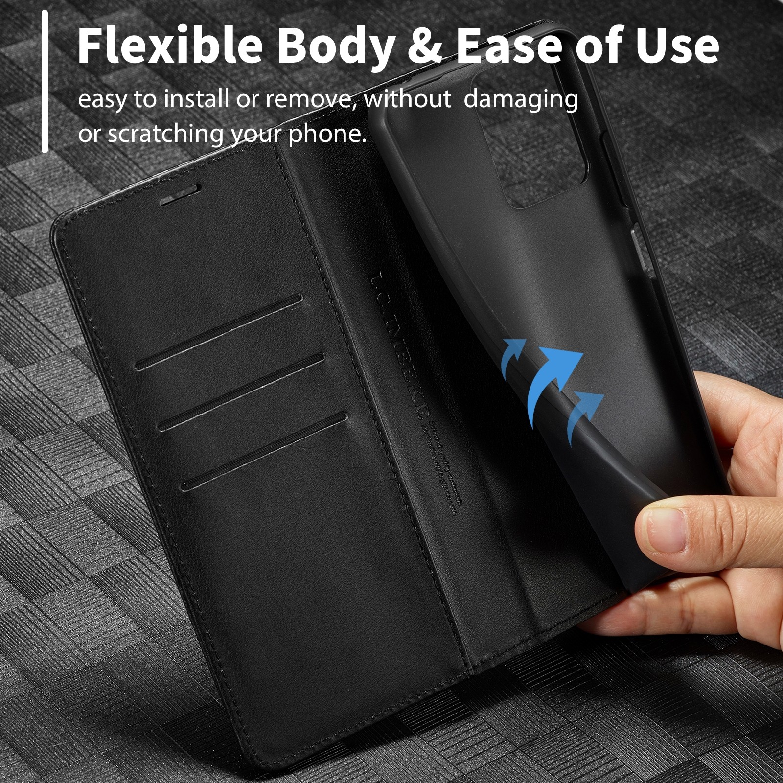 LC.IMEEKE Xiaomi Redmi Note 13 Pro 5G Carbon Fiber Texture Flip Θήκη Βιβλίο - Black