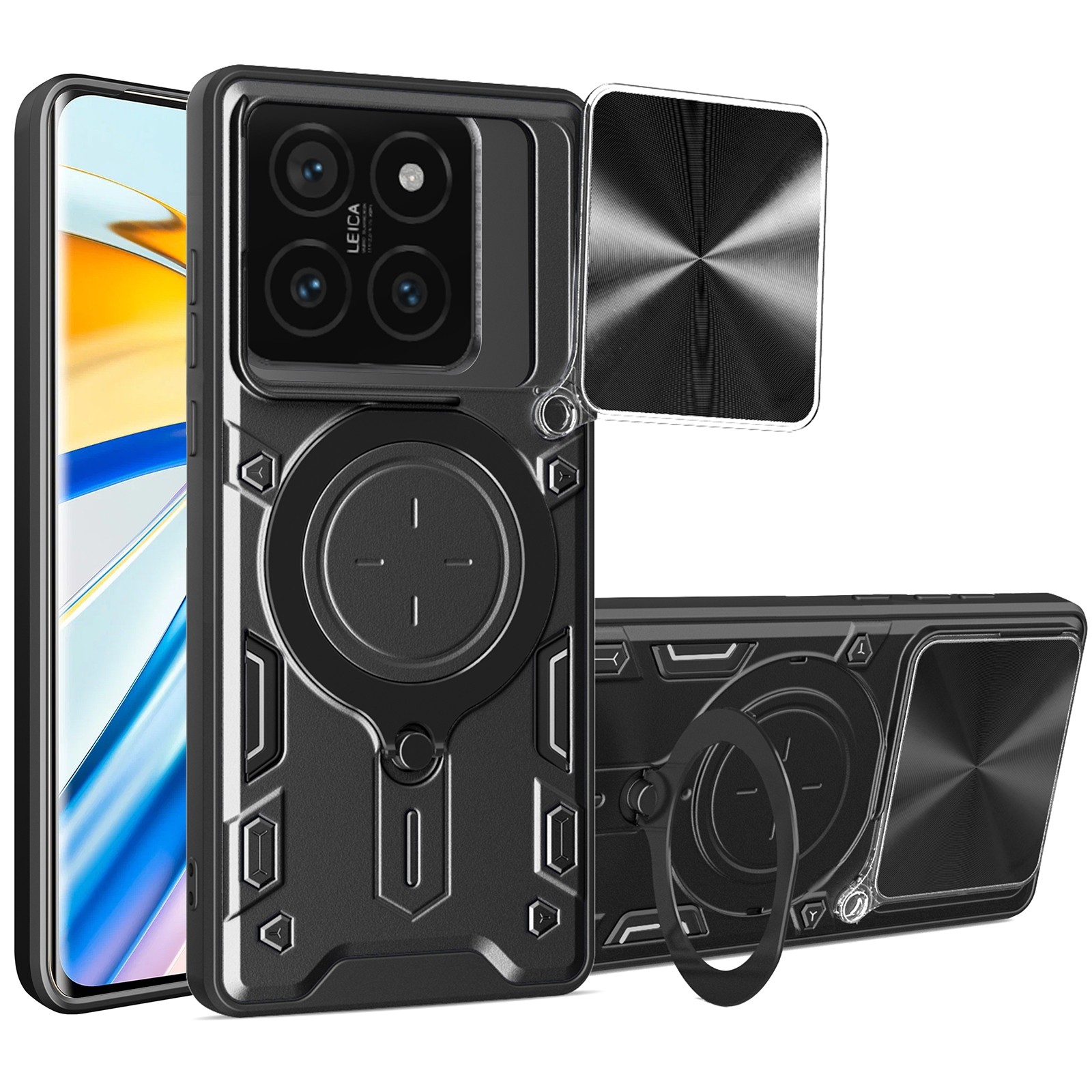 Forcell Xiaomi 14T Pro 5G Camshield Magnetic Holder Θήκη Σκληρή - Black