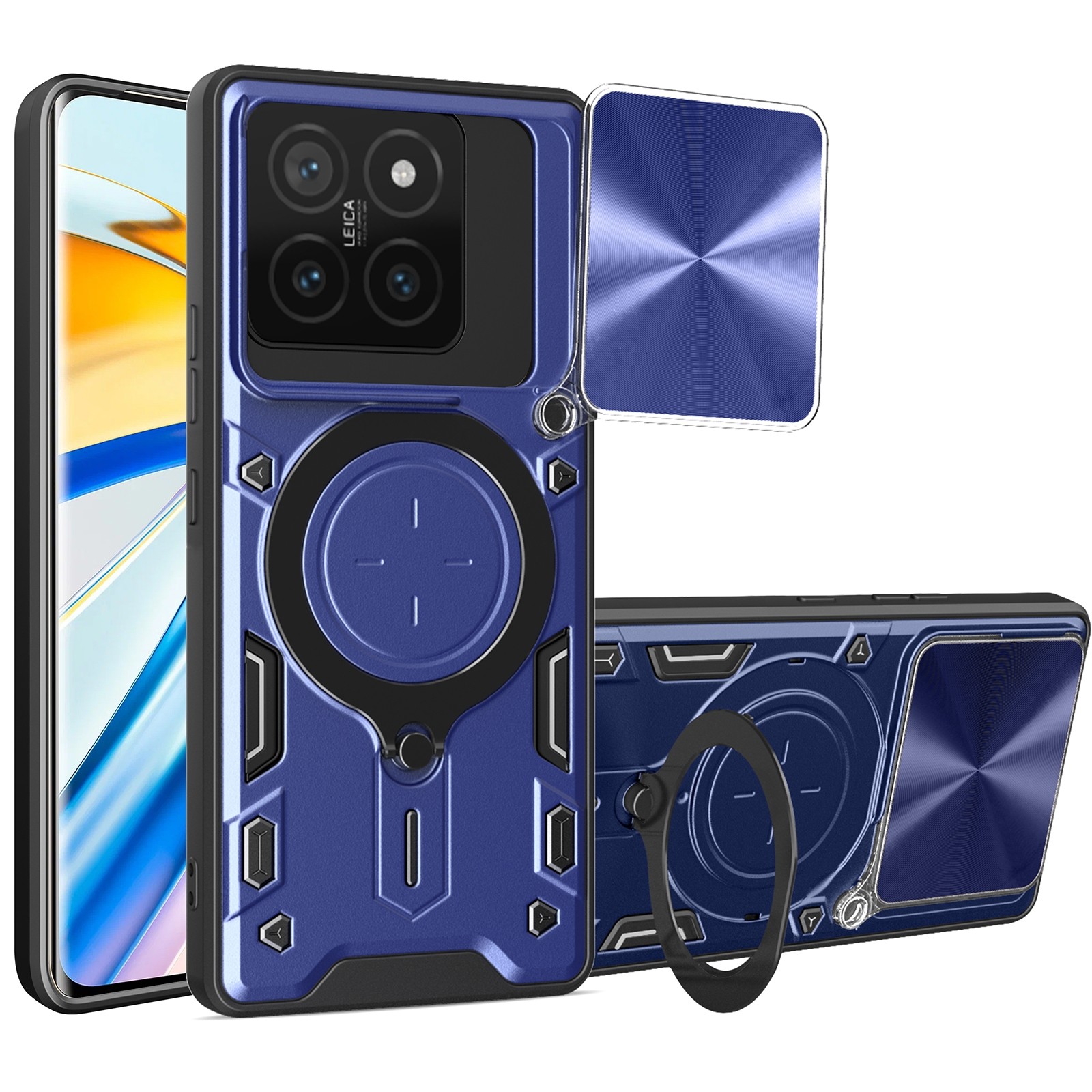Forcell Xiaomi 14T 5G Camshield Magnetic Holder Θήκη Σκληρή - Blue