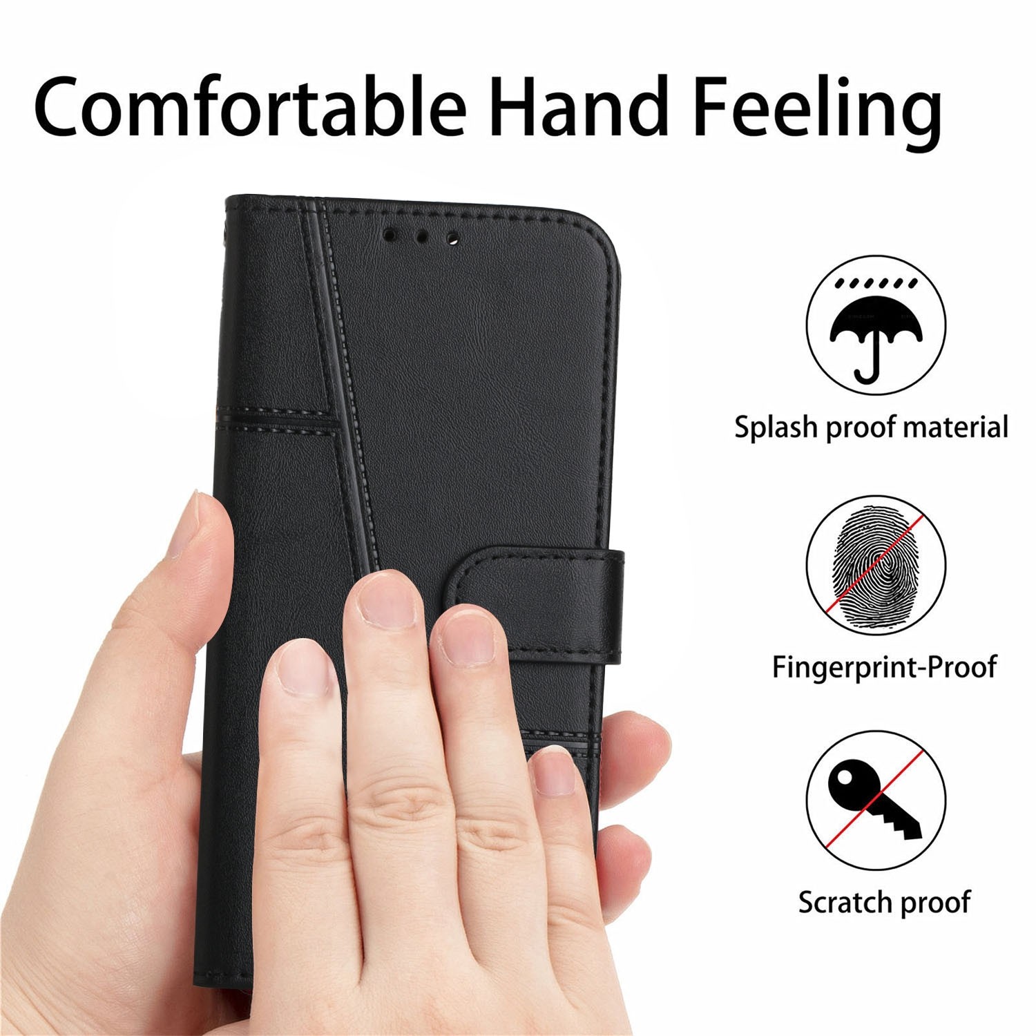 Tel1 Xiaomi 14T 5G Stitching Calf Texture Buckle Θήκη Βιβλίο - Black