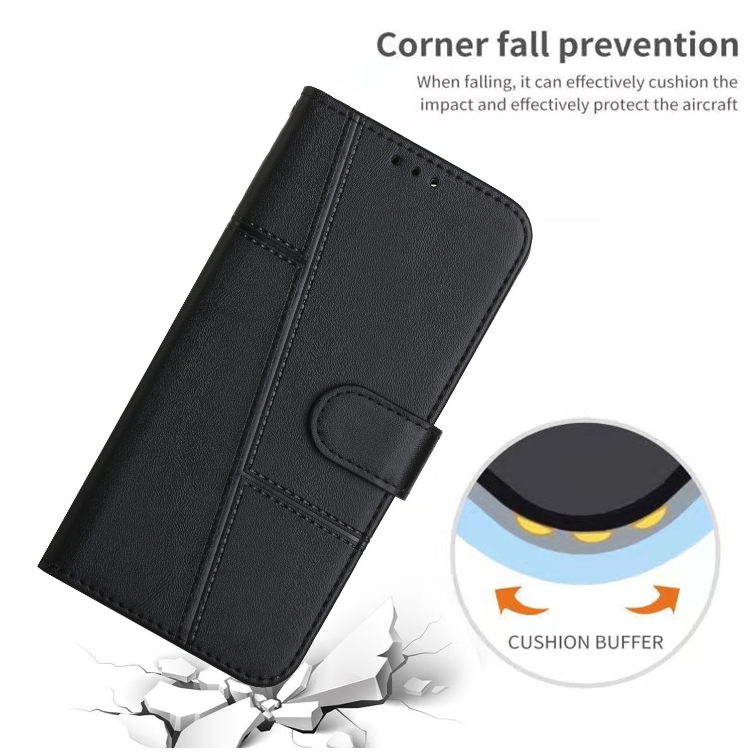 Tel1 Xiaomi 14T 5G Stitching Calf Texture Buckle Θήκη Βιβλίο - Black
